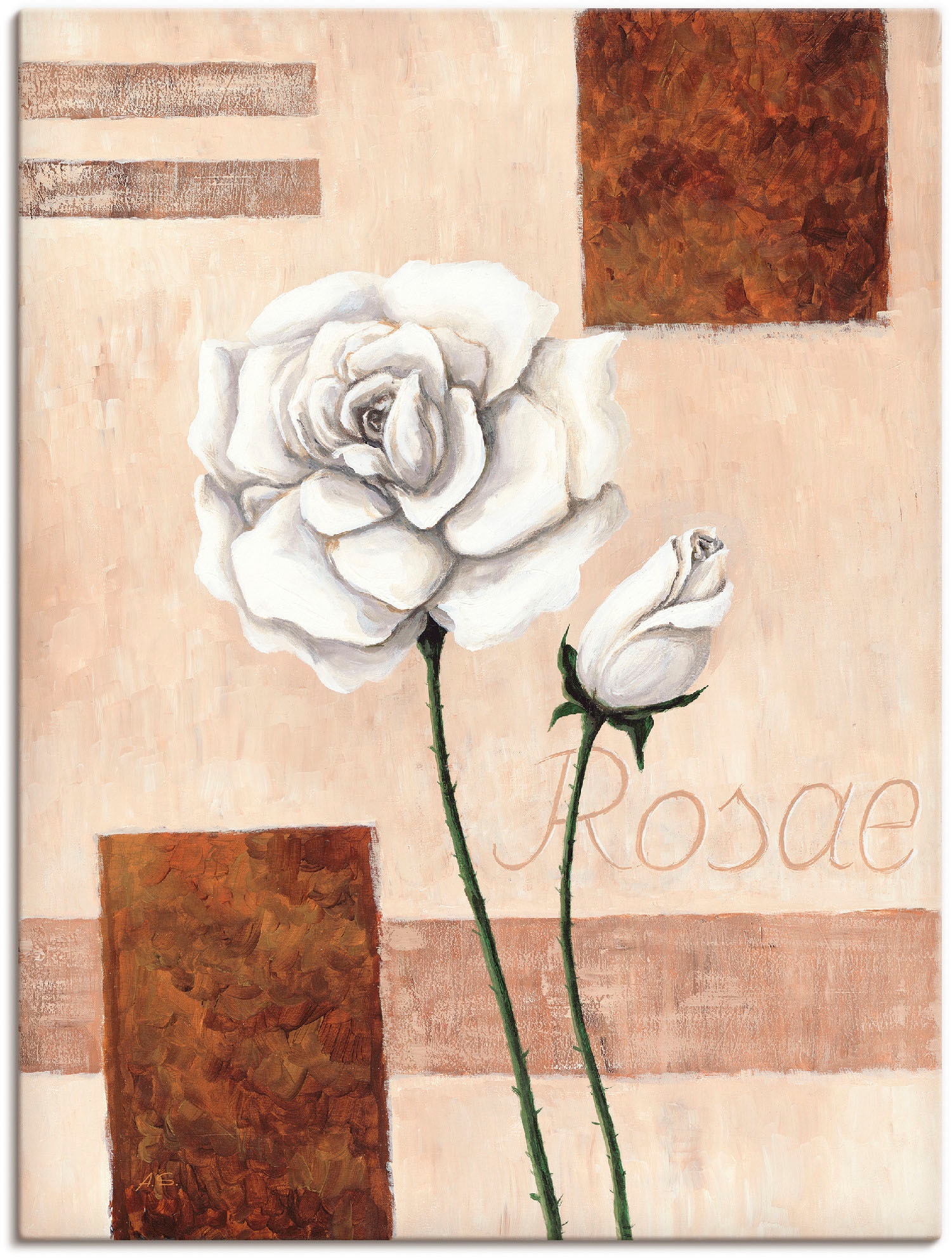 Image of Artland Leinwandbild "Rosae - Rosen" Blumenbilder 1 Stk. tlg. auf Holzrahmen gespannt