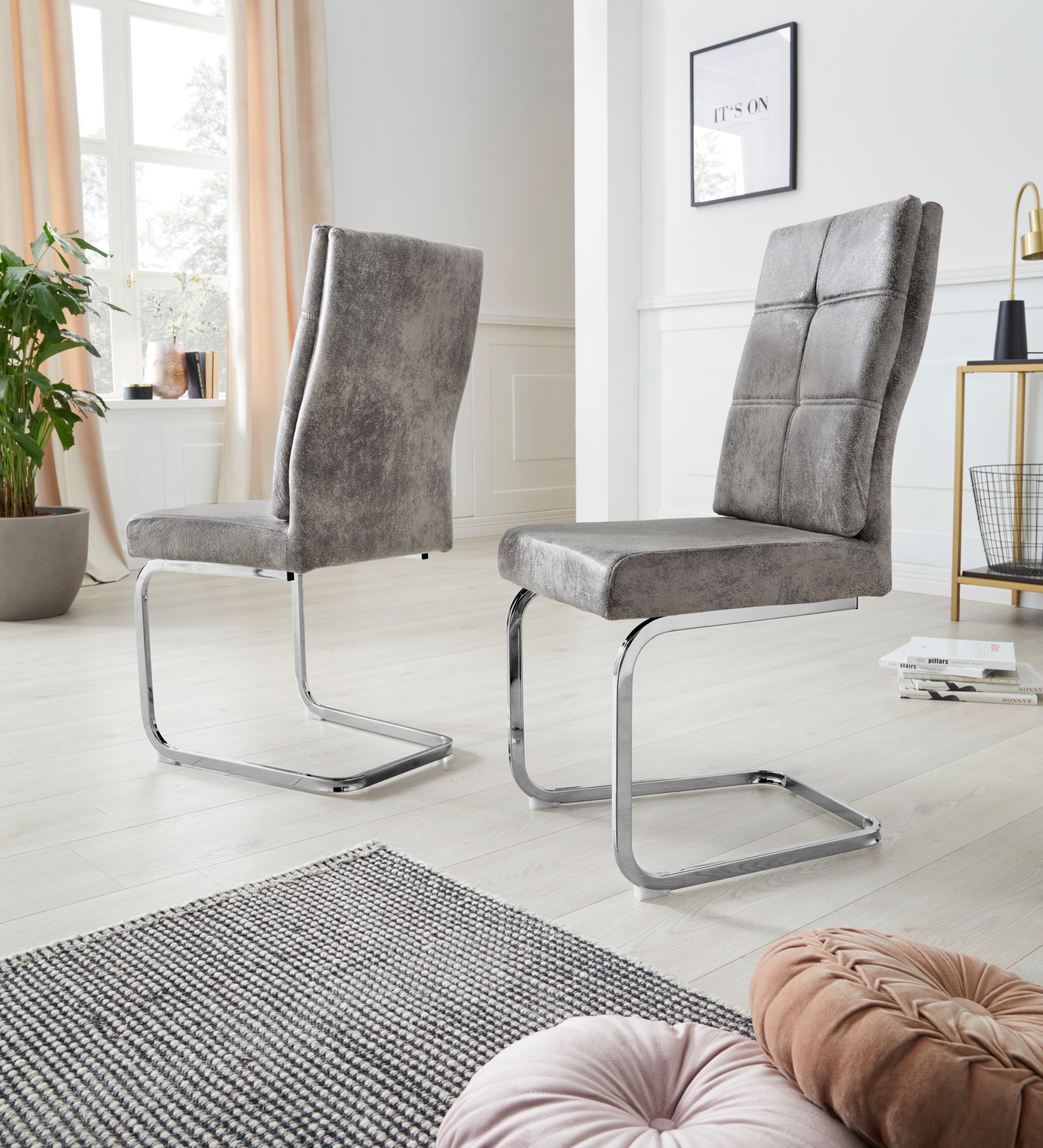 Image of INOSIGN Freischwinger »Lale«, (2 Stück) Bezug aus strapazierfähiger Microfaser, verchromtes Metallgestell bei Ackermann Versand Schweiz