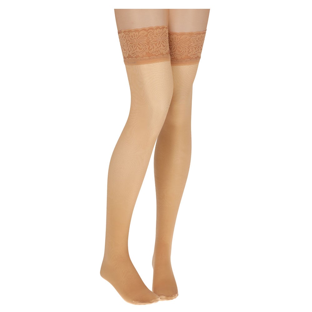 Image of Sarlini Halterlose Feinstrümpfe "20 DENIER" 20 DEN 2 Paar tlg. Doppelpackung, Stockings mit Spitze und Silikonrand