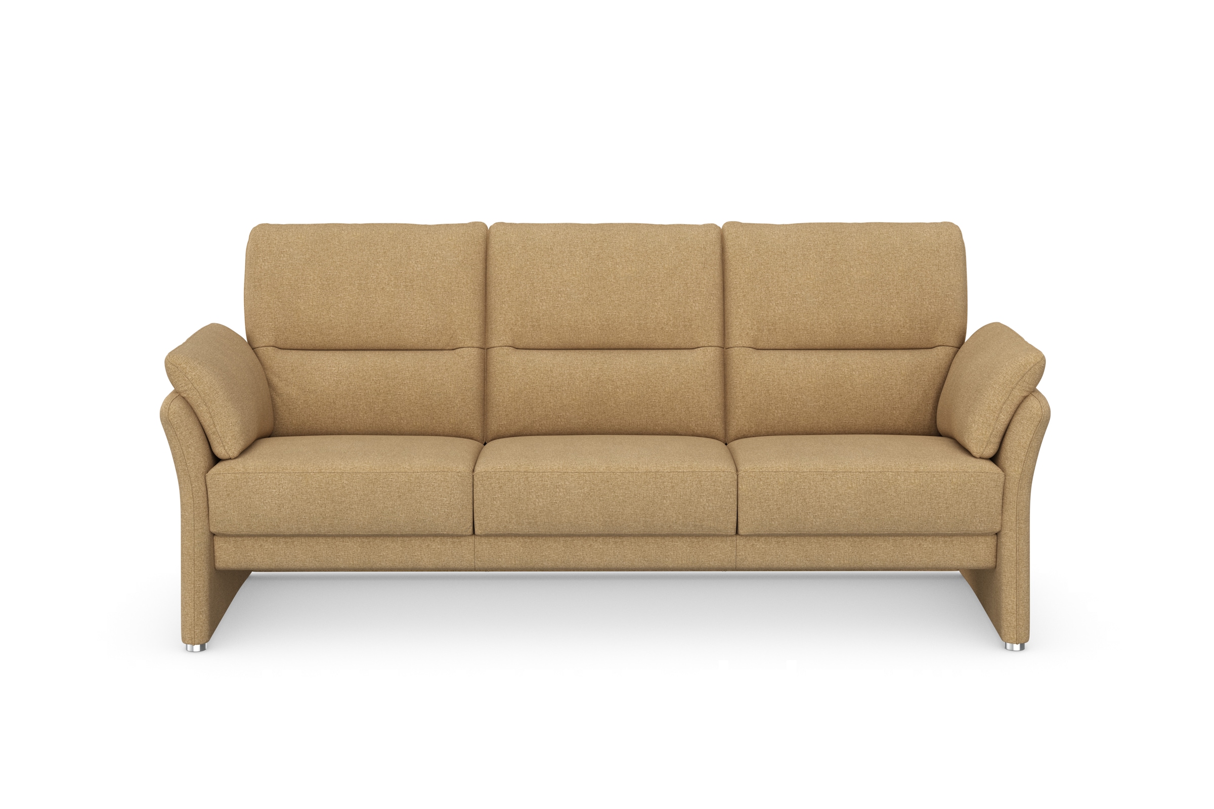 DOMO collection 3-Sitzer »Pina, schmale Armlehnen, mit Federkern, kompakt & elegant« Hoher Sitzkomfort, Feinstruktur, beige, Breite 219 cm