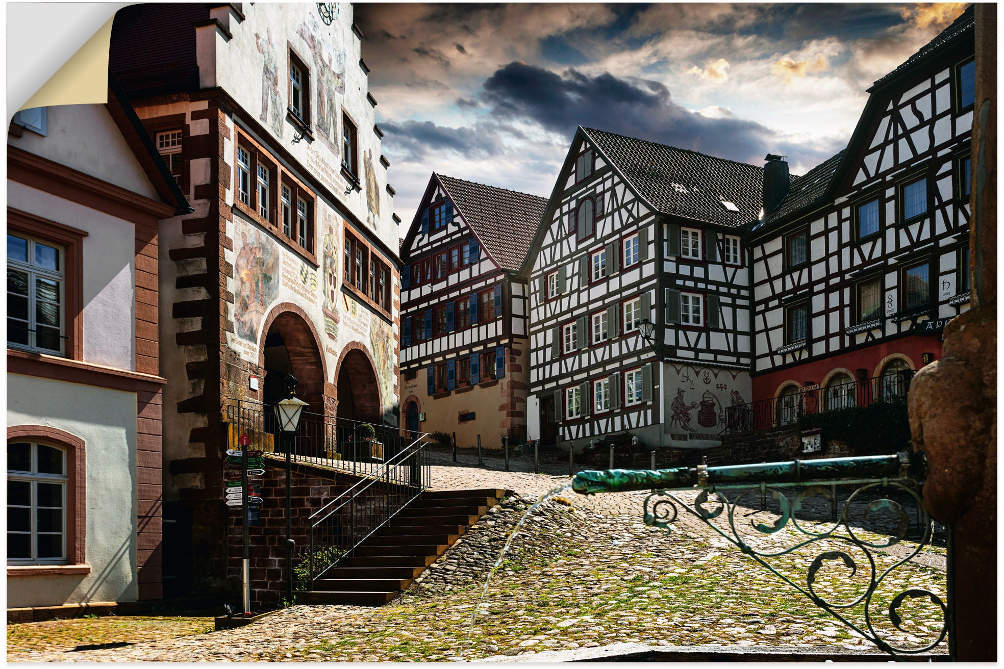 Image of Artland Wandbild »alter Marktplatz Schiltach Schwarzwald«, Gebäude, (1 St.), in vielen Grössen & Produktarten - Alubild / Outdoorbild für den Aussenbereich, Leinwandbild, Poster, Wandaufkleber / Wandtattoo auch für Badezimmer geeignet bei Ackermann Versan