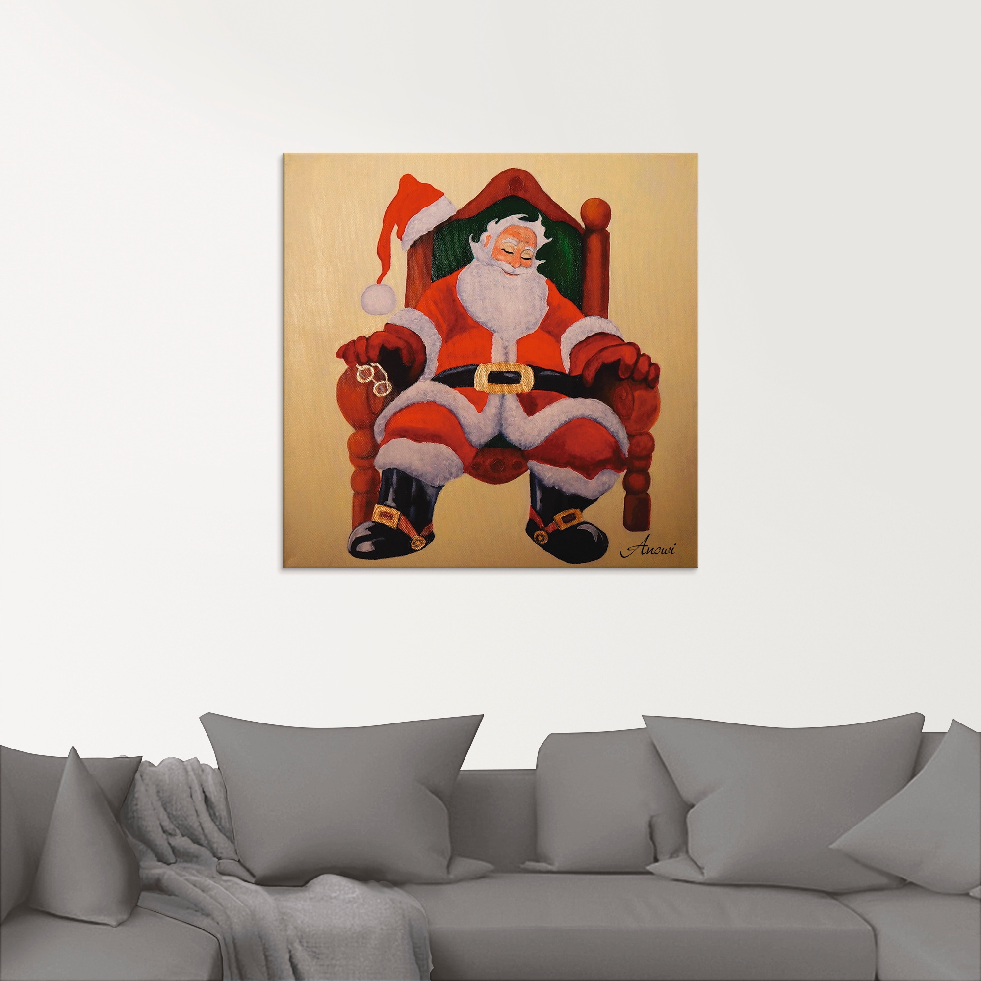 Artland Glasbild »Schlafender Weihnachtsmann«, Weihnachten, (1 St.), in verschiedenen Grössen