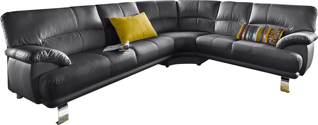 TRENDMANUFAKTUR Ecksofa »Cecilia in italienischem Design, modern und komfortabel, L-Form«, bequeme Armlehnen, mit langem Schenkel