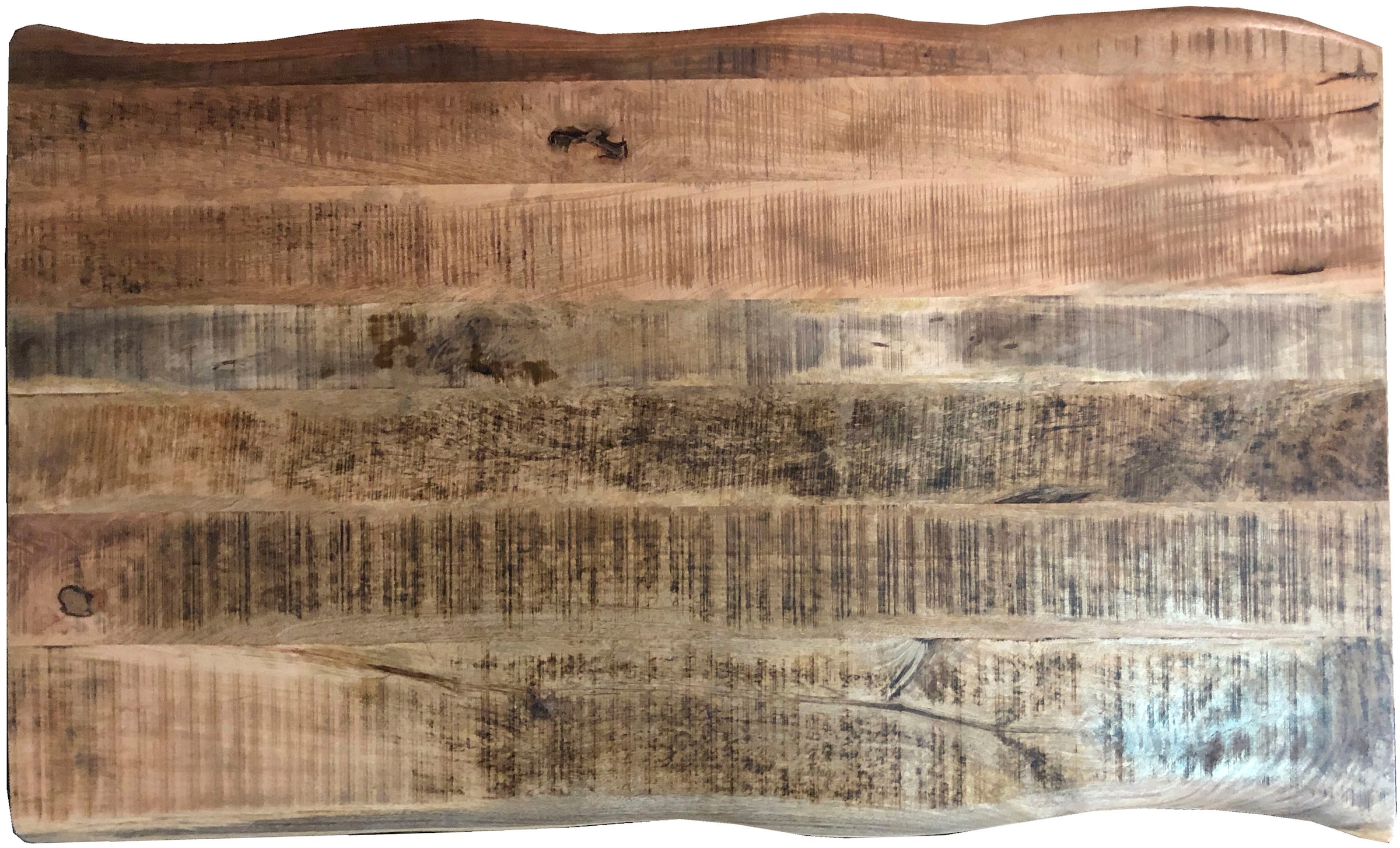 SIT Table en bord d'arbre »Dijon Mango Esstisch in Naturfarben mit Metall-Kufengestell« Bois massif de manguier avec chant naturel comme poussé & pièce unique