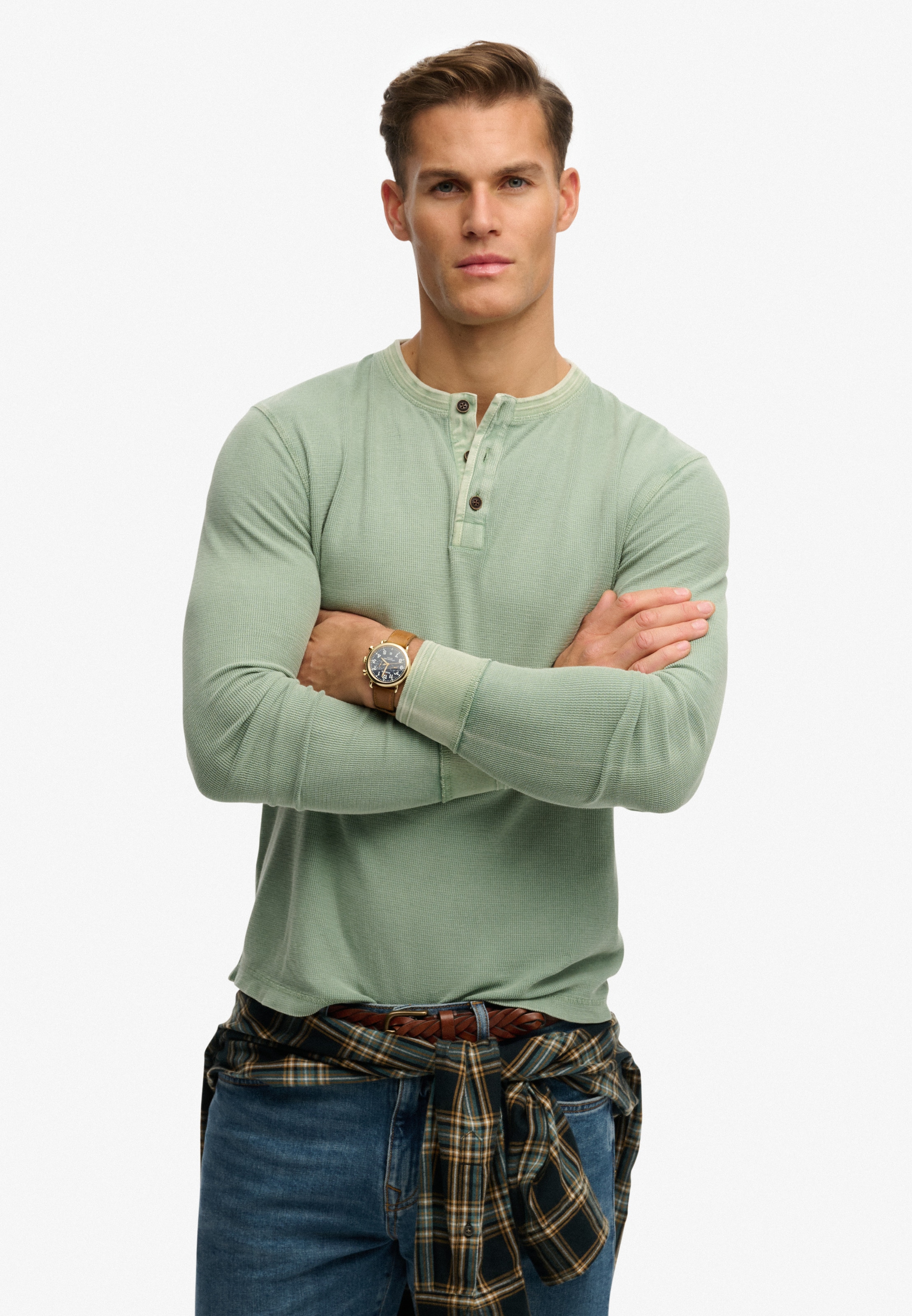 Image of Superdry Langarmshirt "LW TEXTURED GRANDAD TOP"