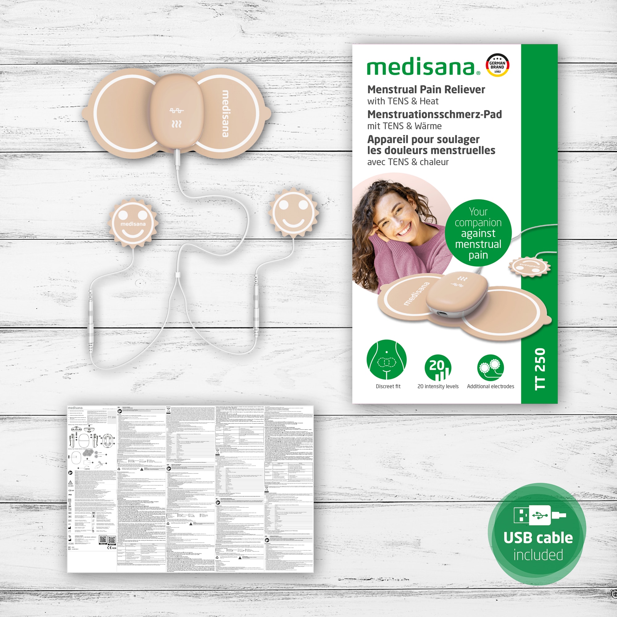 Medisana Pad menstruel »TT 250« Linderung & Entspannung bei Menstruation und Endometriose, Tens, Wärme
