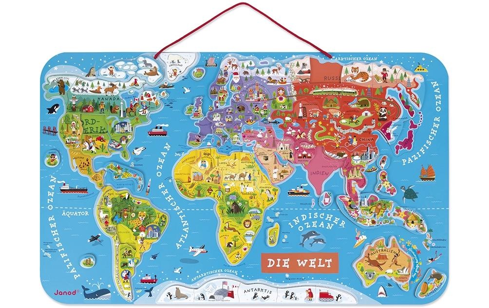 Janod Puzzle »Janod Holz-Puzzle Magnetpuzzle Welt«, (92 tlg.)