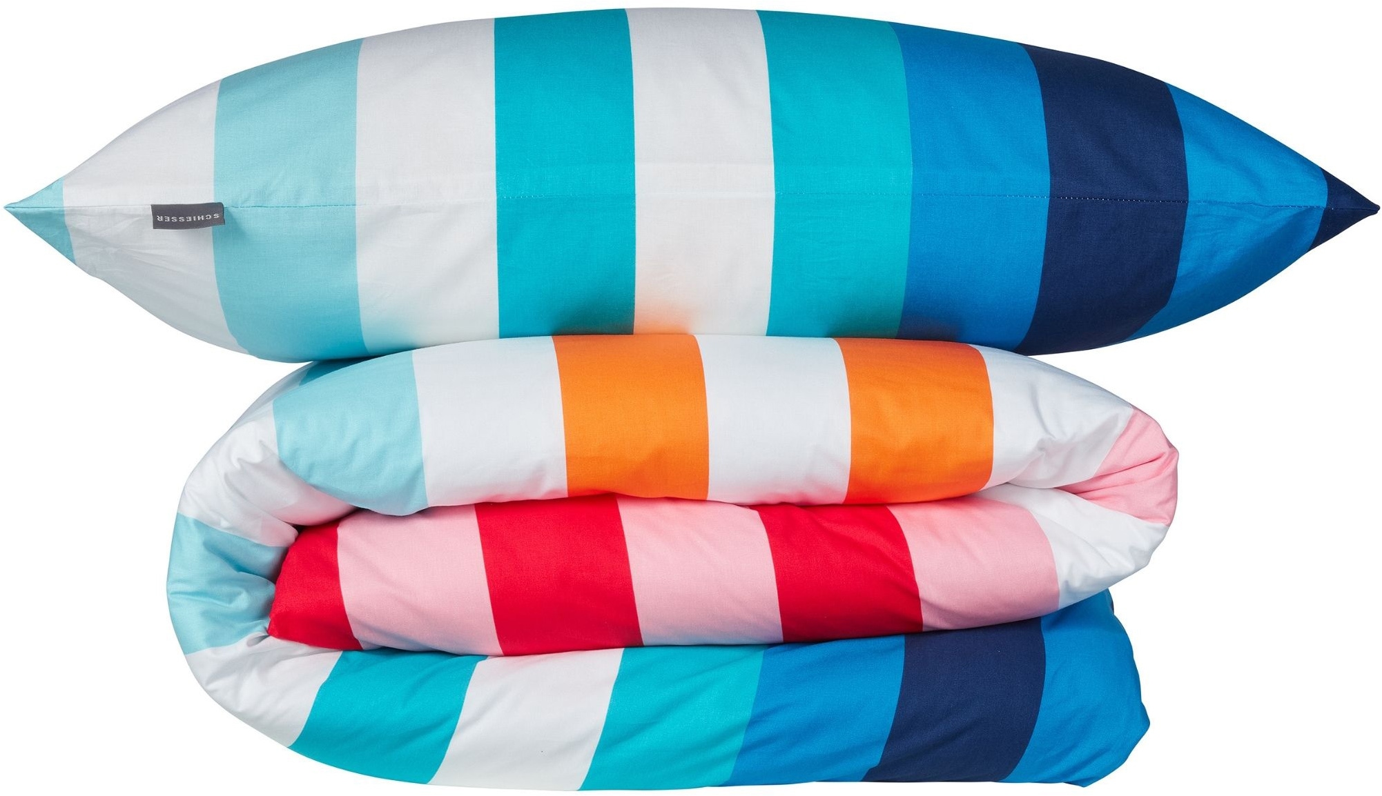 Image of Schiesser Bettwäsche "Happy Stripe aus weicher Baumwolle und jeder Menge bunter Streifen" 2 Stk. OEKO-TEX MADE IN GREEN