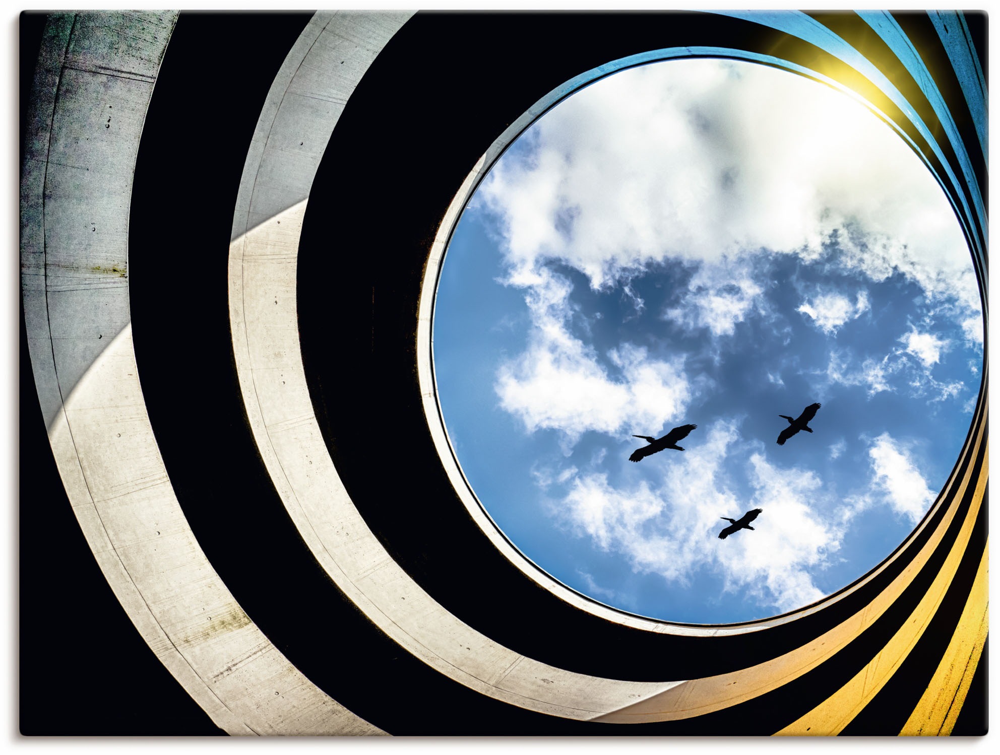 Image of Artland Wandbild »Blick nach Oben im Parkhaus Leipzig«, Elemente der Architektur, (1 St.), in vielen Grössen & Produktarten - Alubild / Outdoorbild für den Aussenbereich, Leinwandbild, Poster, Wandaufkleber / Wandtattoo auch für Badezimmer geeignet bei Ac