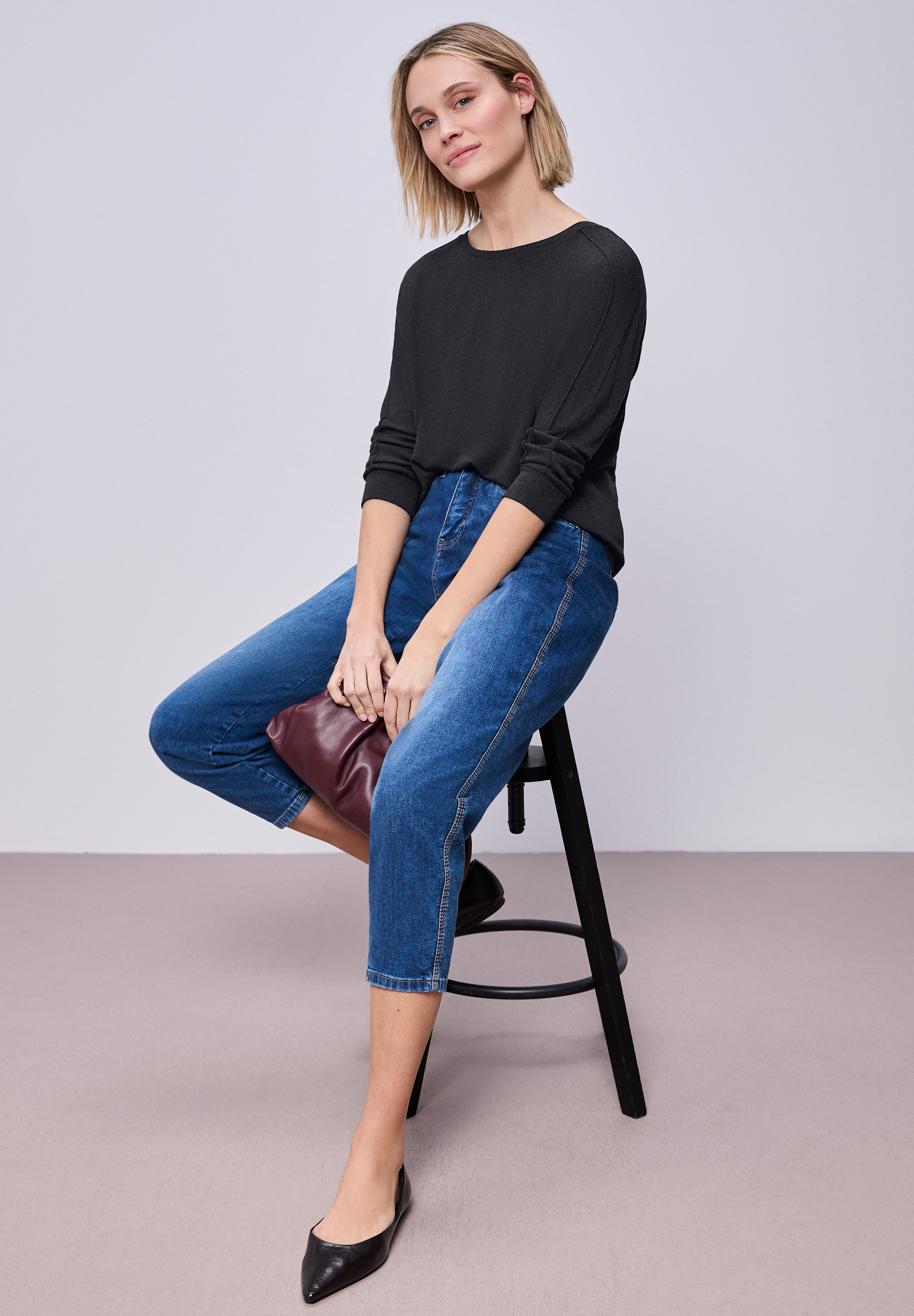 STREET ONE T-shirt à manches 3/4 im Melange-Look