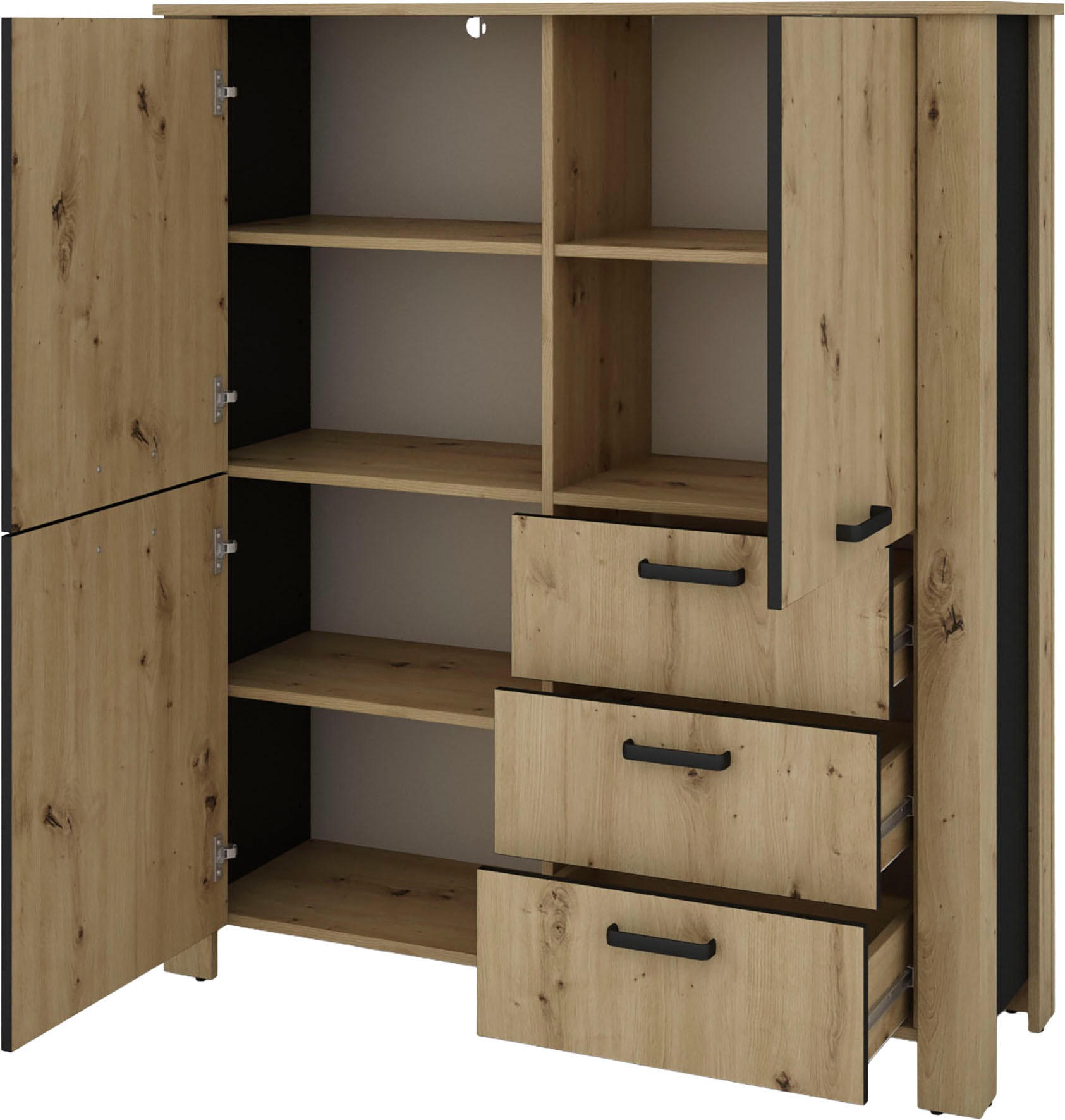 byLIVING Vitrine »Highboard Faro« 1 Stk. tlg. 3 Türen und 3 Schubkästen für maximale Ordnung, verschiedene Farben.