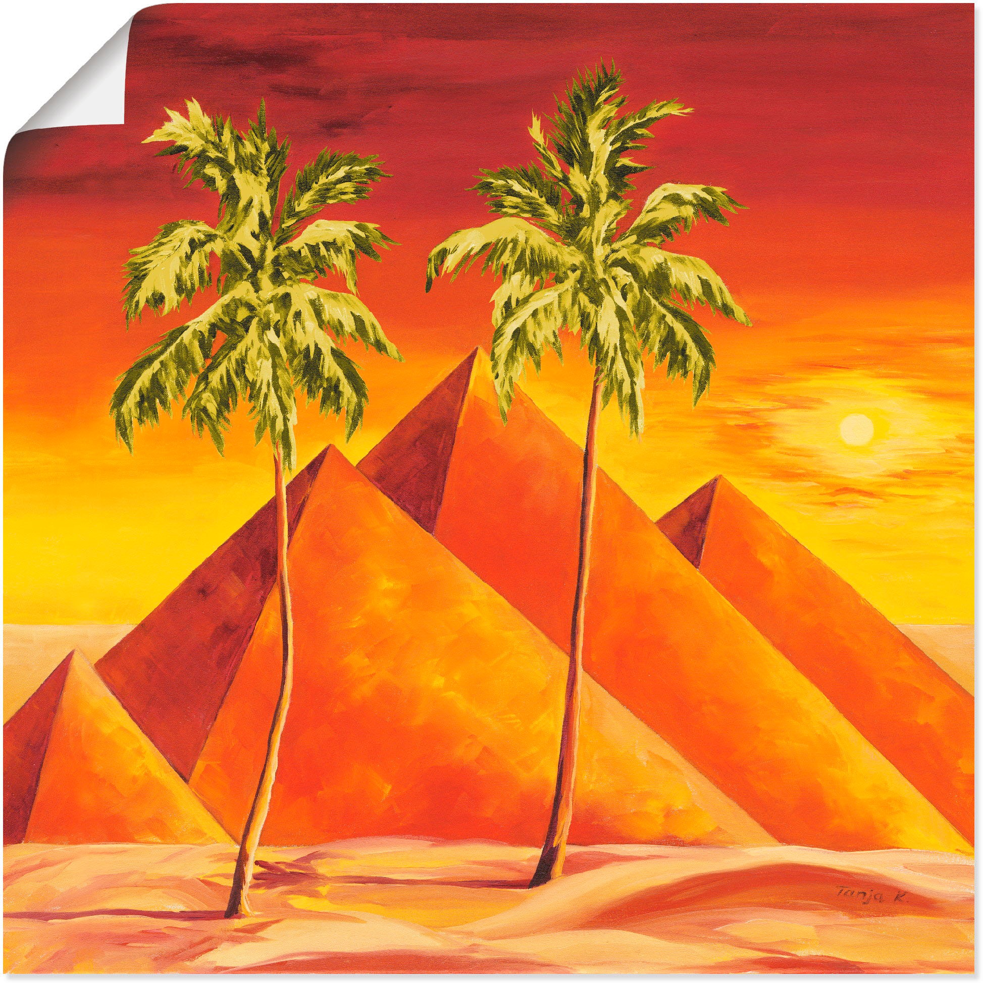 Image of Artland Wandbild »Pyramiden mit Palmen«, Gebäude, (1 St.), in vielen Grössen & Produktarten - Alubild / Outdoorbild für den Aussenbereich, Leinwandbild, Poster, Wandaufkleber / Wandtattoo auch für Badezimmer geeignet bei Ackermann Versand Schweiz