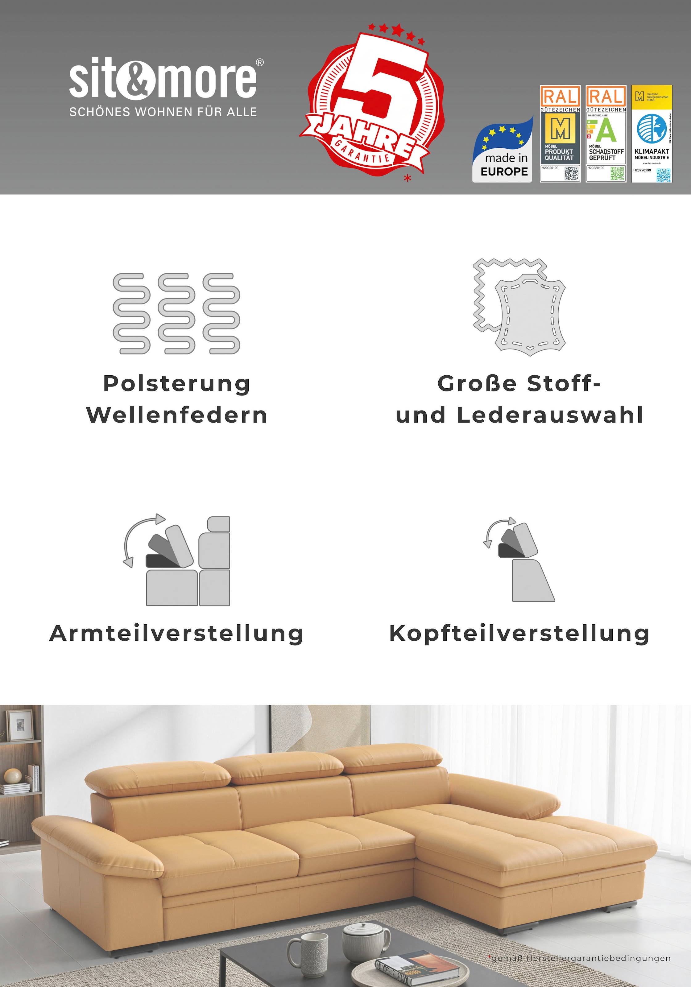 sit&more Polsterhocker »Viola, Leder, B: 102 cm« mit praktischen Stauraum