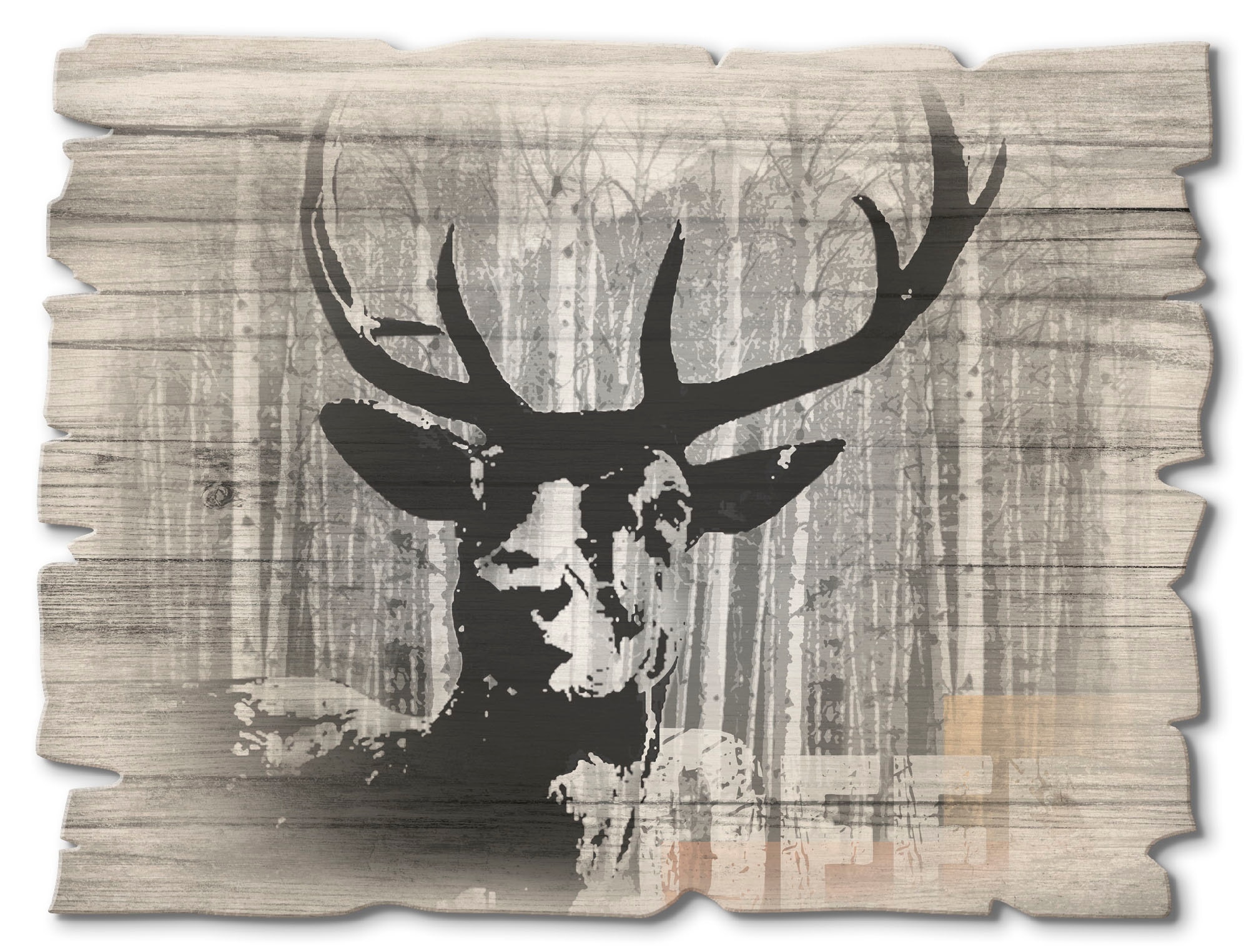 Image of Artland Holzbild "Hirsch Collage" Wildtiere 1 Stk. tlg.