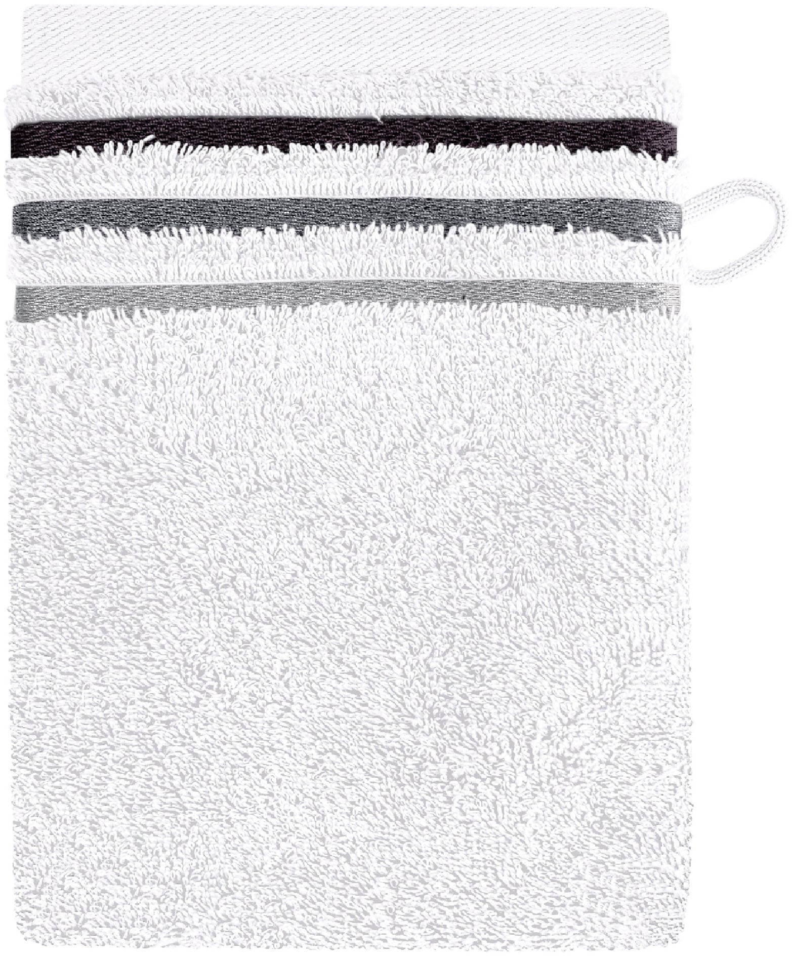 Schiesser Waschhandschuh »Skyline Color aus 100 % Baumwolle mit eleganter Streifenbordüre«, (5 St., 5 Waschhandschuhe (16x22 cm), MADE IN GREEN by OEKO-TEX®