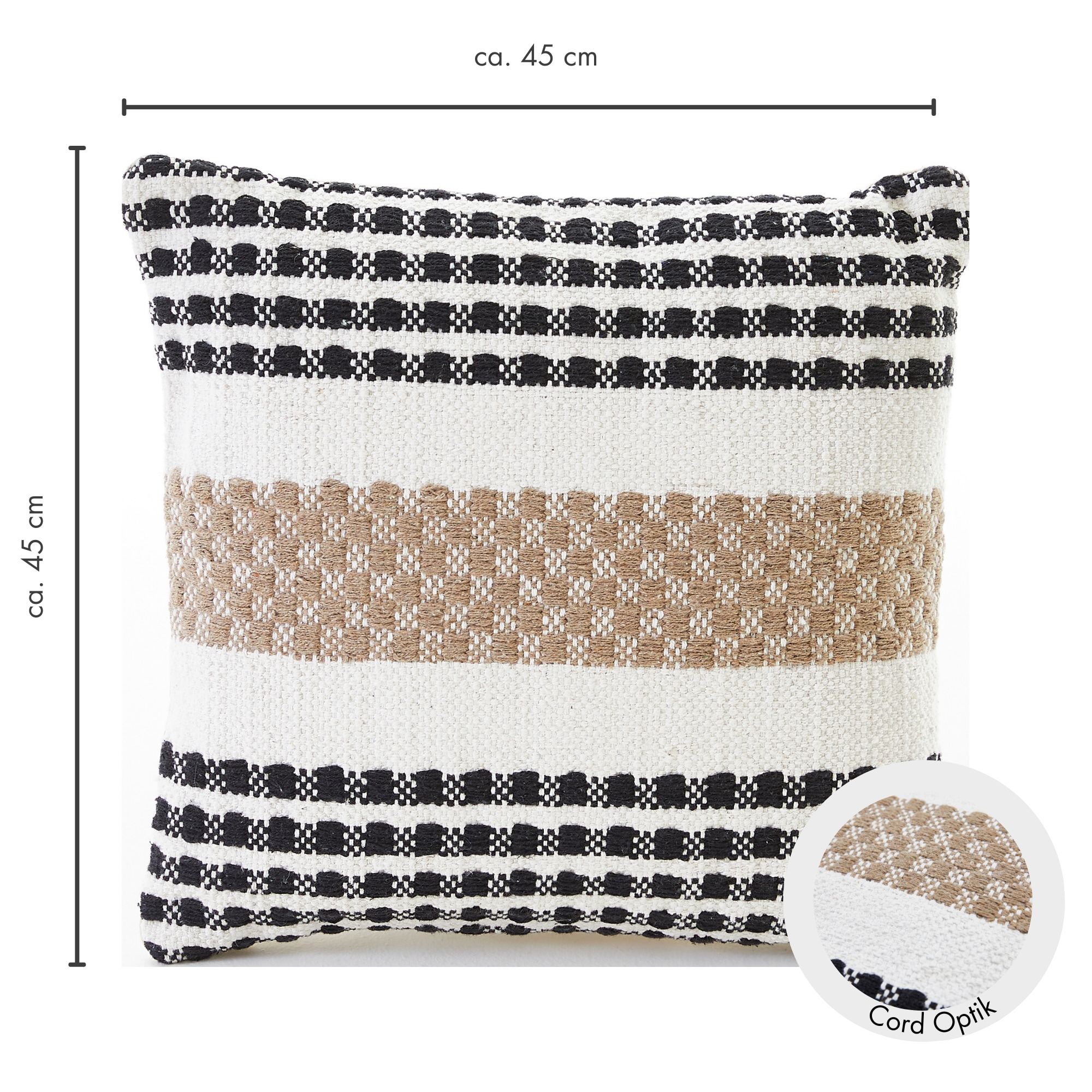 Andiamo Coussin décoratif »Malena« Ethnomuster, Sofakissen, Kissenhülle mit Füllung, eckig, 45x45 cm