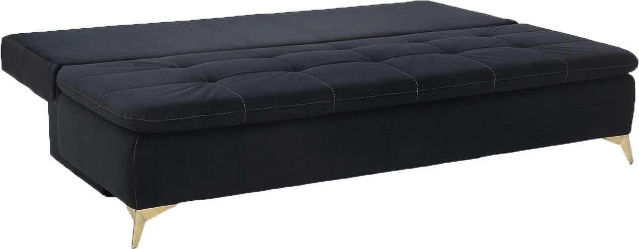 Jockenhöfer Gruppe Schlafsofa »Sarah, mit Gästebettfunktion«, goldfarbenfarbige, glamouröse Elemente, Bettkasten