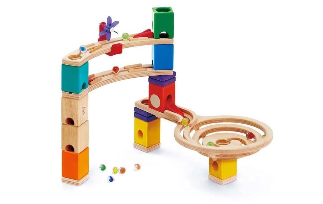 Hape Kugelbahn »Quadrilla Super Spiralburg & Endspurt«, (107 tlg.)