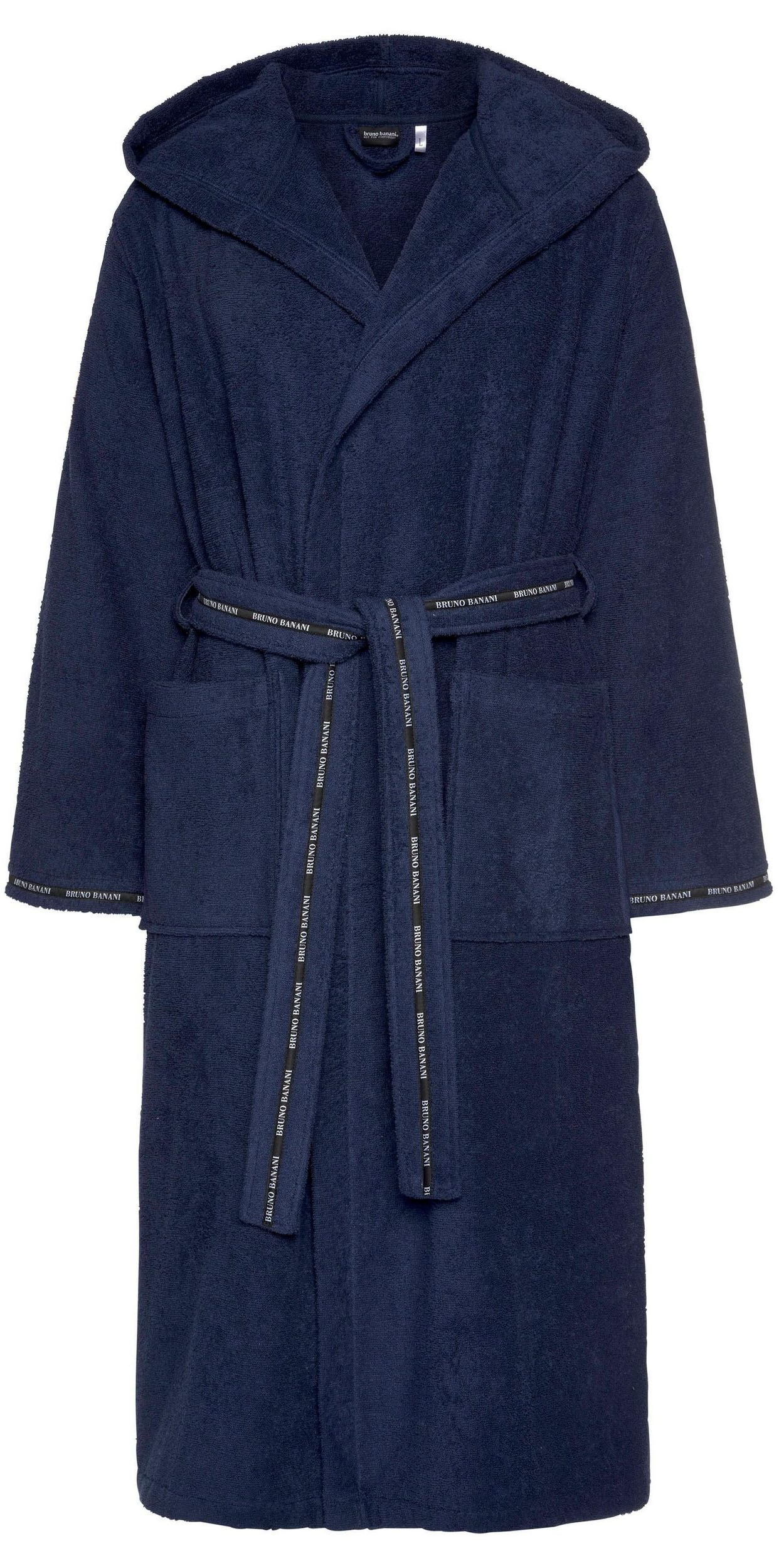 Bruno Banani Herrenbademantel »Danny, Normallänge & Überlänge, auch in extra lang, Hotelbademantel«, (1 St.), mit Logostreifen, Herren Bademantel aus 100% Baumwolle, S-4XL