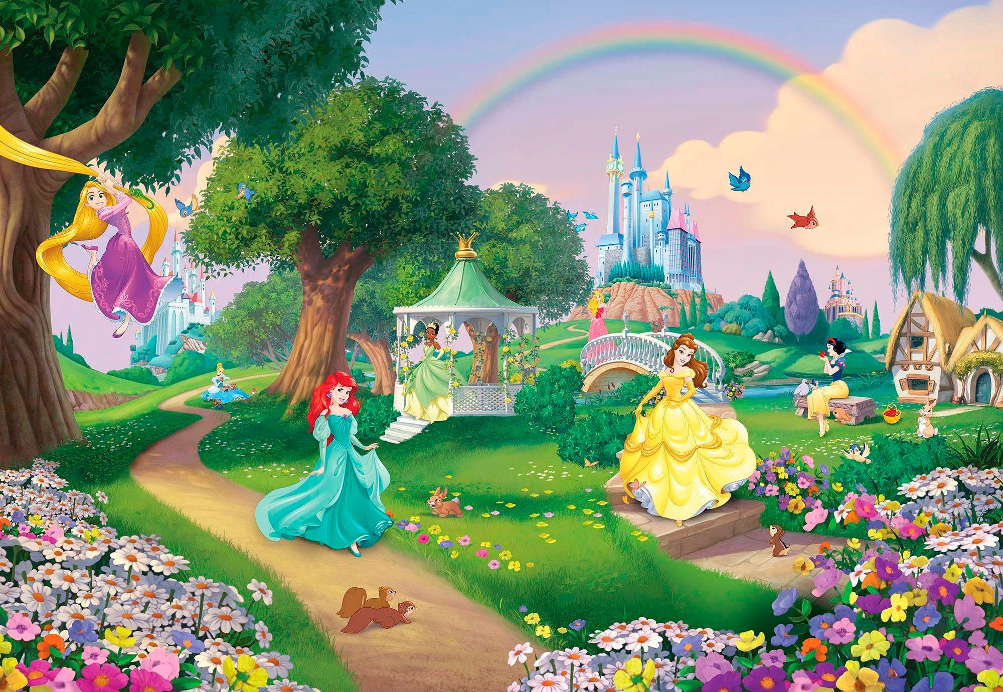 Image of Komar Fototapete "Disney Princess Rainbow - Grösse 368 x 254 cm" bedruckt glatt Kinderzimmer