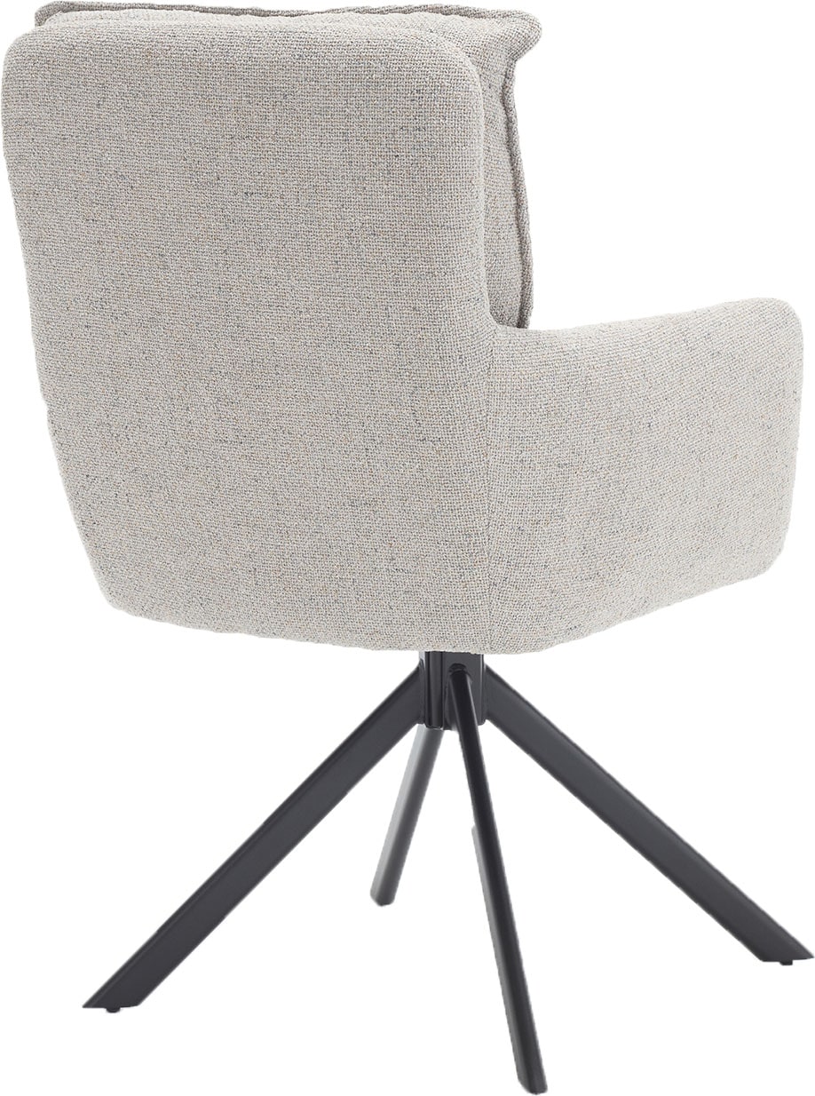 SalesFever Esszimmerstuhl »Austin - Armlehnstuhl mit hochwertiger Taschenfederkern-Polsterung« () 1 Stk.Esszimmersessel: 360° Drehfunktion mit stilvollem Metallfuss