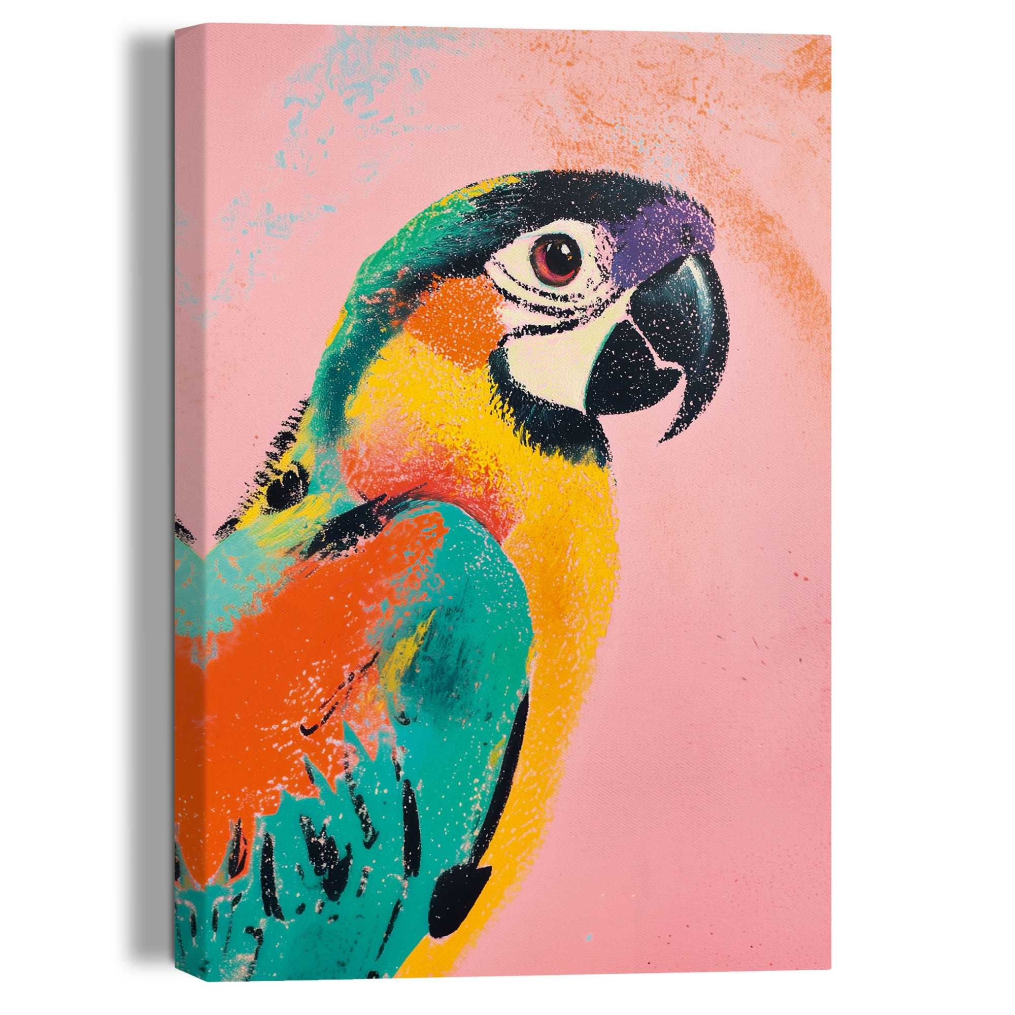 Image of Reinders Leinwandbild "Coloured Parrot" Wohnzimmer - Papagei - Farbenfroh - Mehrfarbig - Leinwand - Tiere