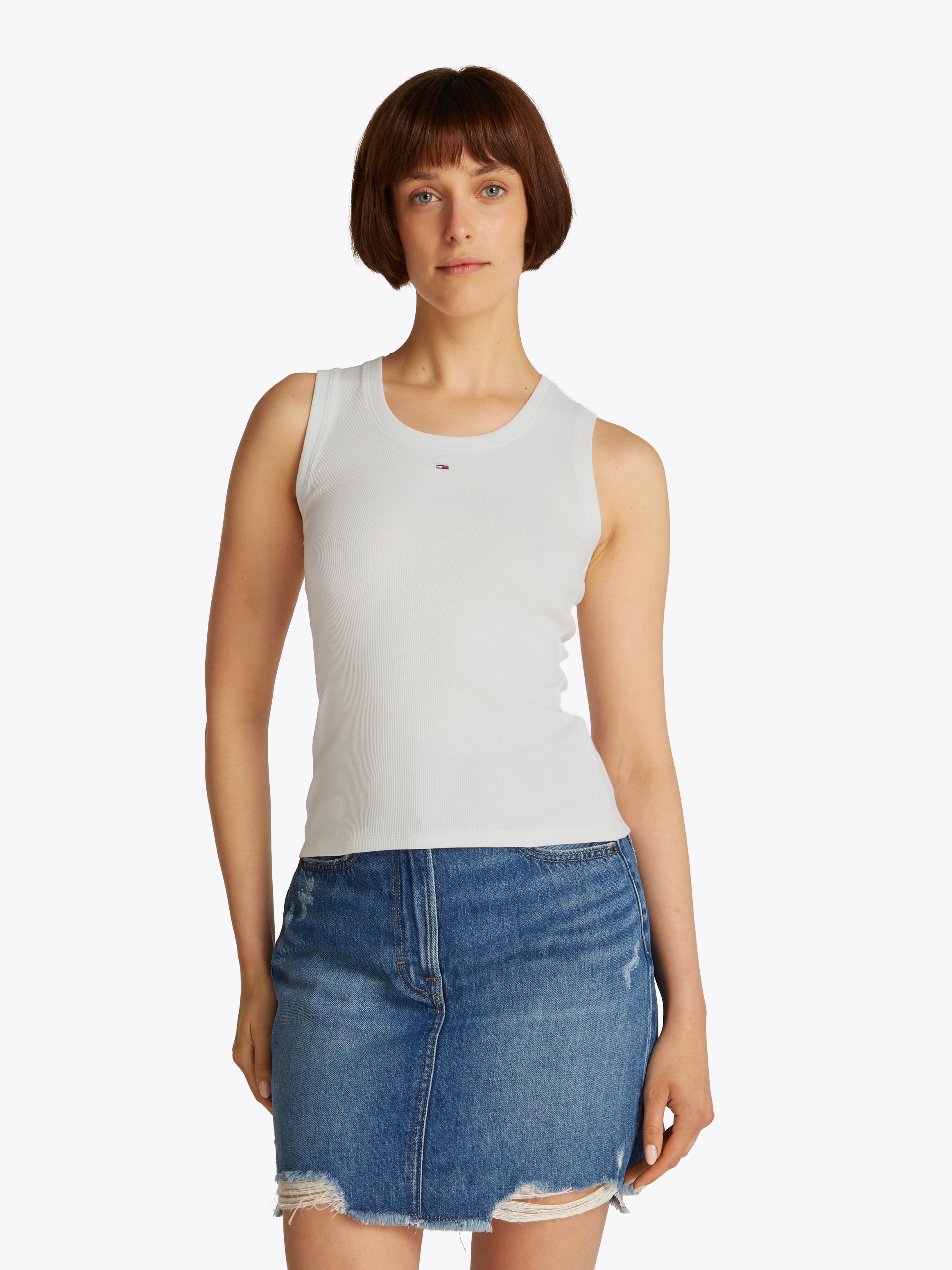 Image of Tommy Jeans Curve Tanktop "TJW ESSENTIAL RIB TANK EXT" in Grossen Grössen, Rippware