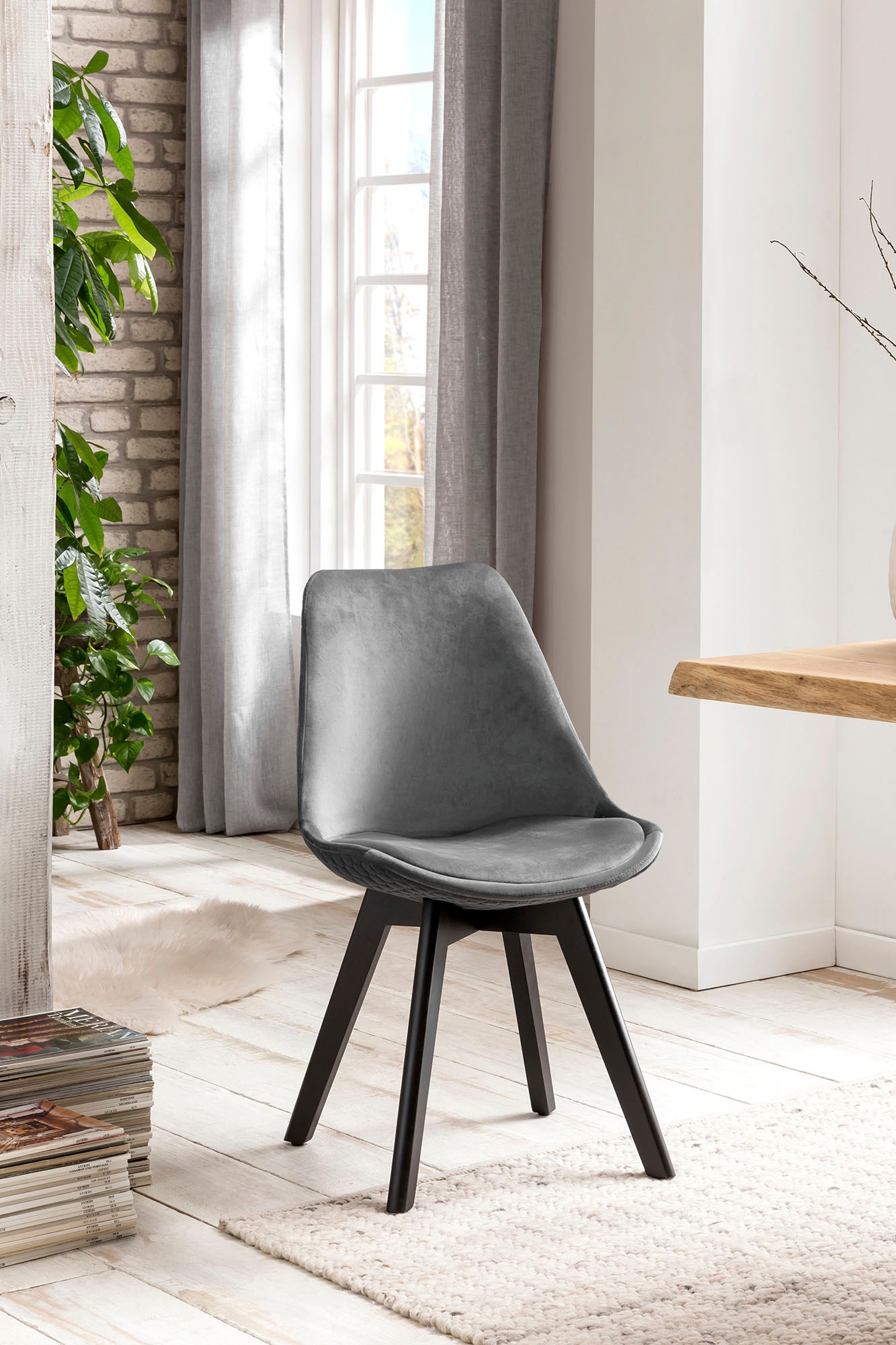 Image of SalesFever Esszimmerstuhl, (Set), 2 St., Samtvelours, mit Wabensteppung auf der Rückseite bei Ackermann Versand Schweiz