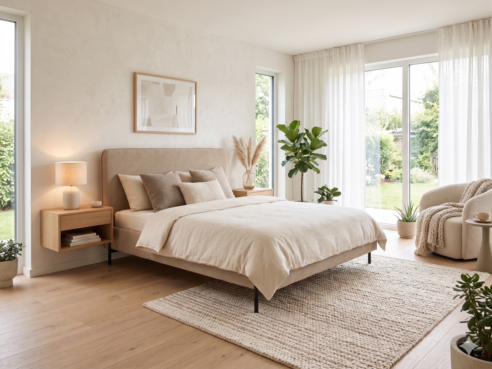 Home affaire Lit rembourré »LAVOISIER Bettgestell mit Lattenrost, Breite 140/160/180/200 cm, Cord« Cadre de lit avec tête de lit, sans matelas ni surmatelas