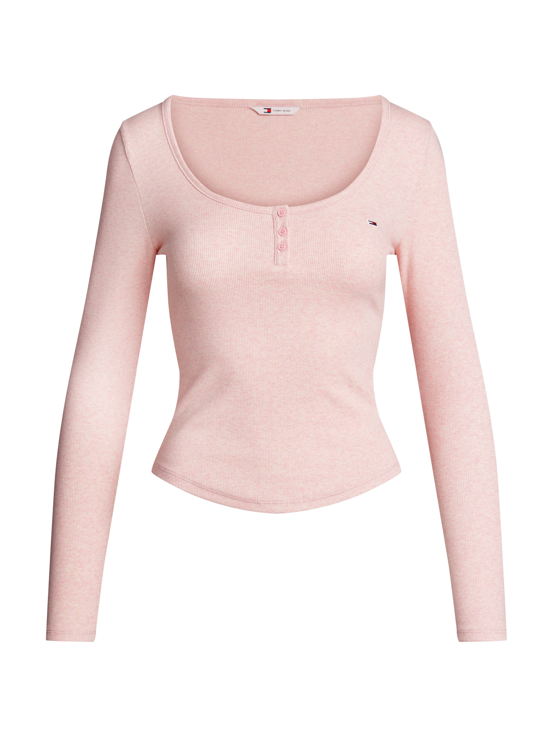 Tommy Jeans Langarmshirt »TJW MELANGE HENLEY LS EXT«, in melierter Optik, mit Logostickerei