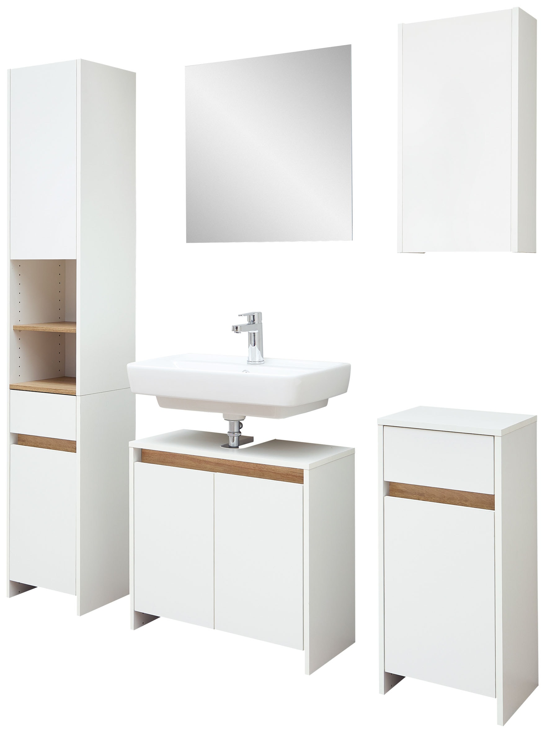 Image of Saphir Badmöbel-Set "Quickset 100, 5-teilig, mit Holzeinlegeböden, 94cm breit" 5 Stk. tlg.