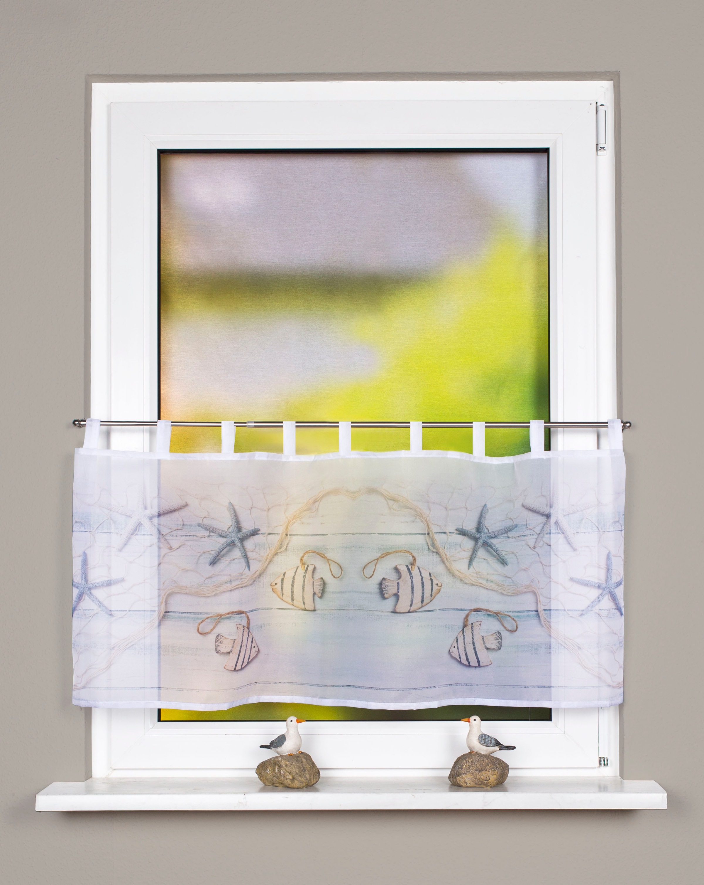 Image of Home Basics Scheibengardine »FISCIO«, (1 St.), Schlaufencafehaus, digital bedruckt bei Ackermann Versand Schweiz