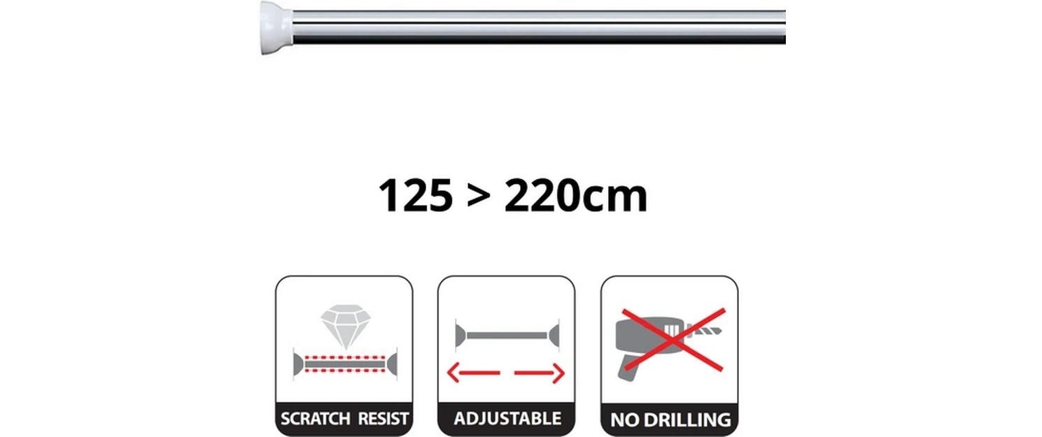 spirella Duschvorhangstange »Kreta bright, 125/220 x 3,5 cm« Ø 35 mm 1 läufig-läufig Ohne Bohren