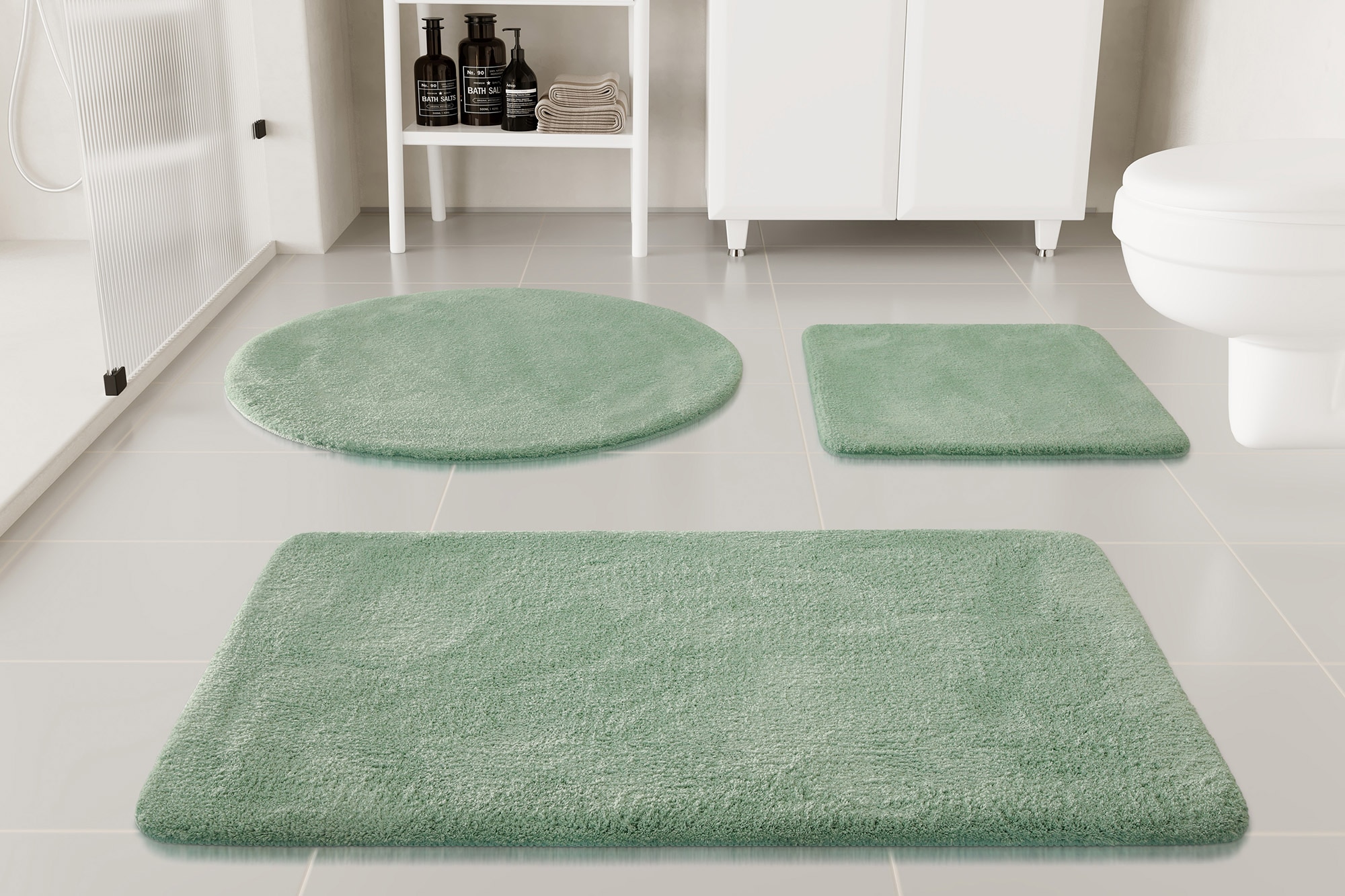 GOODproduct Tapis de bain »Neele« Höhe 20 mm Badteppich, getuftet, modern, Uni, antirutsch, flauschig, Hochflor