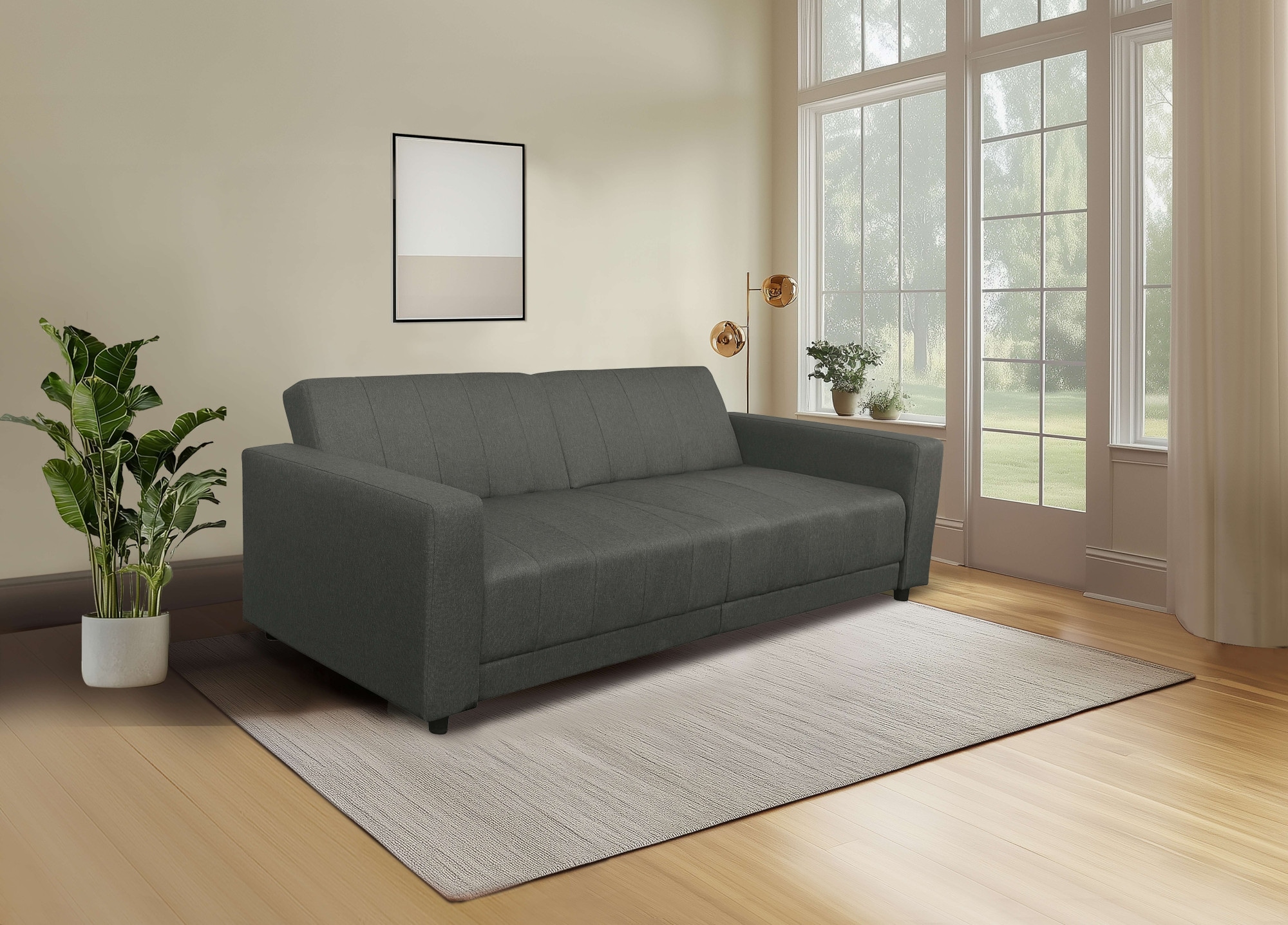 Dorel Home 3-Sitzer »Allie II Schlafsofa 225 cm«, Bett-Funktion (108/190cm), Rückenlehne 2-teilig, mit Steppung