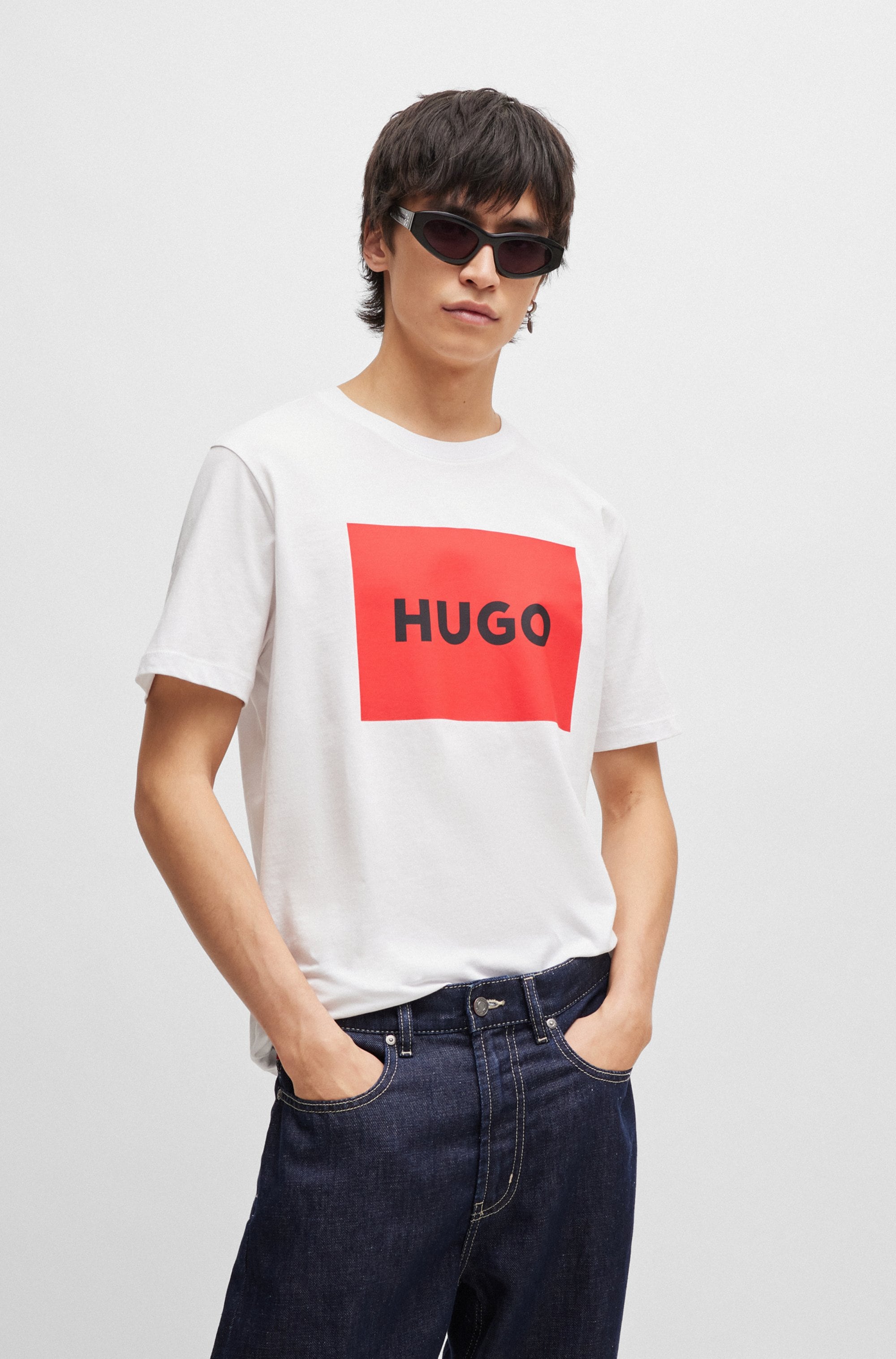 Image of HUGO T-Shirt "Dulive" Rundhalsausschnitt, Regular Fit, Basic Must Have, HUGO Logo Gummidruck