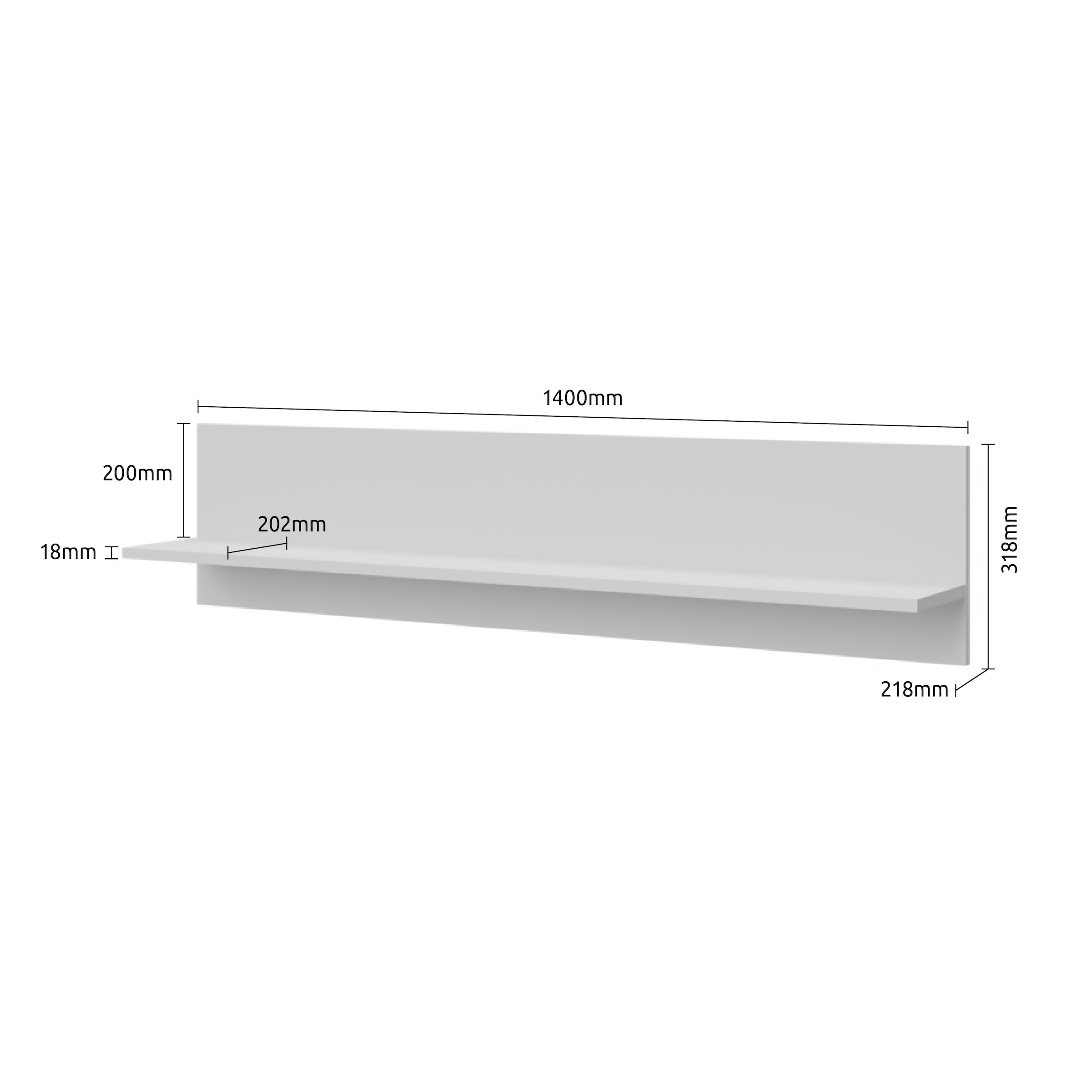 GOODproduct Étagère murale »Vida« (H/L) : 32/140 cm,  laqué UV, résistant aux rayures, très brillant