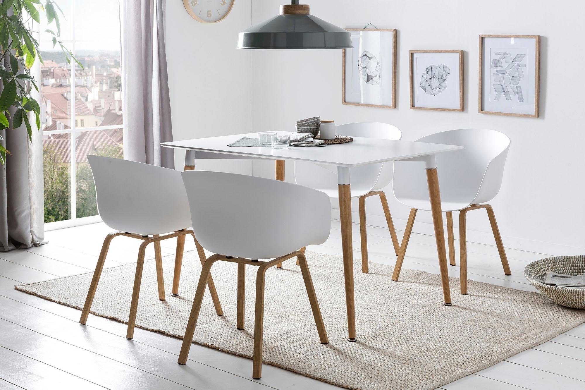 SalesFever Schalenstuhl, (Set), 2 St., Metallbeine in Holzoptik