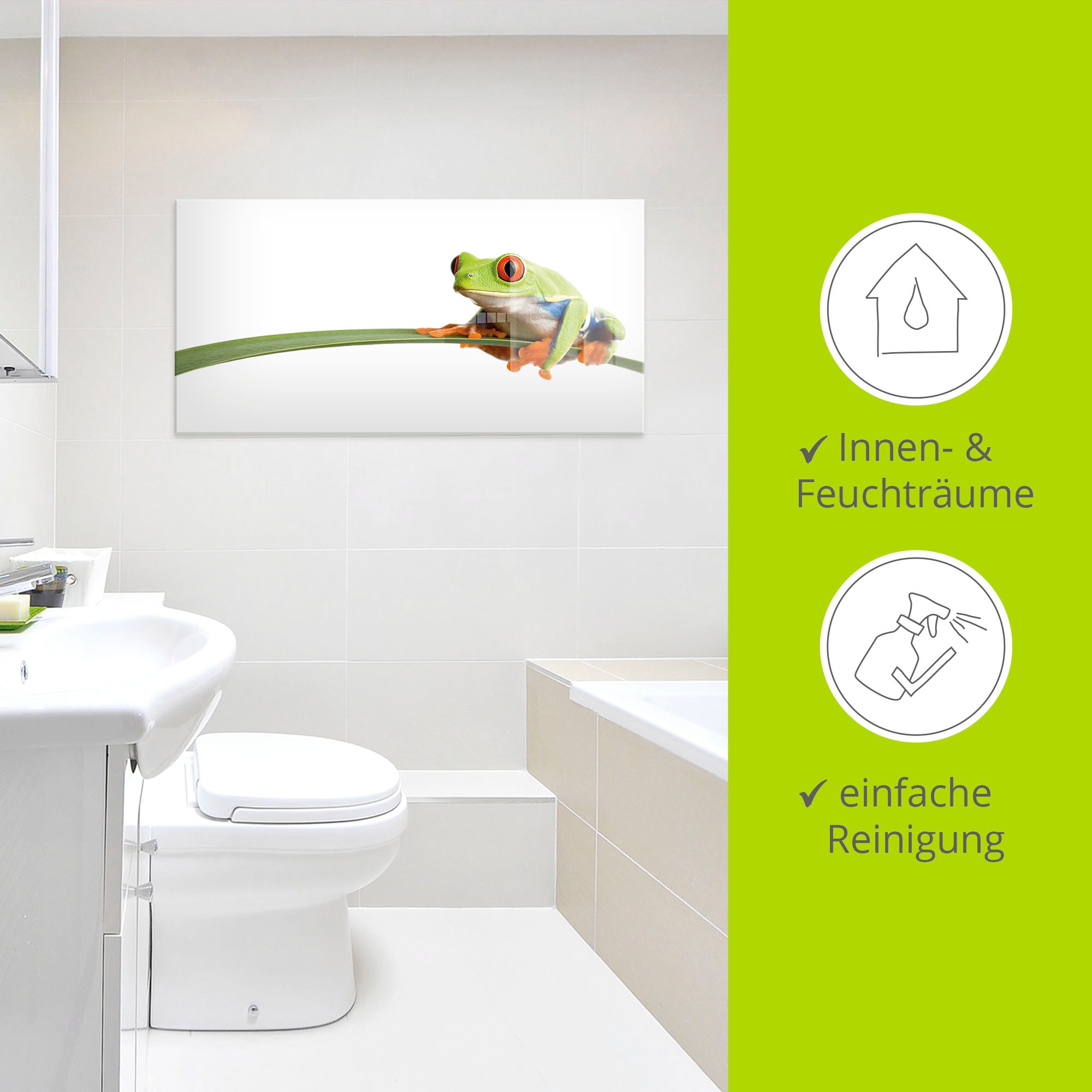 Artland Glasbild »Frosch auf einem Blatt« Wassertiere 1 Stk. tlg. in verschiedenen Grössen