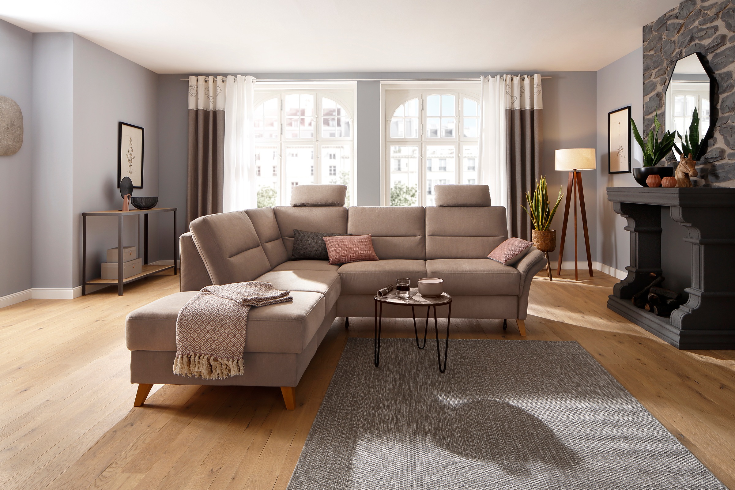 Home affaire Ecksofa »Westerland L-Form«, Federkern-Polsterung, wahlweise mit Bettfunktion, Bettkasten