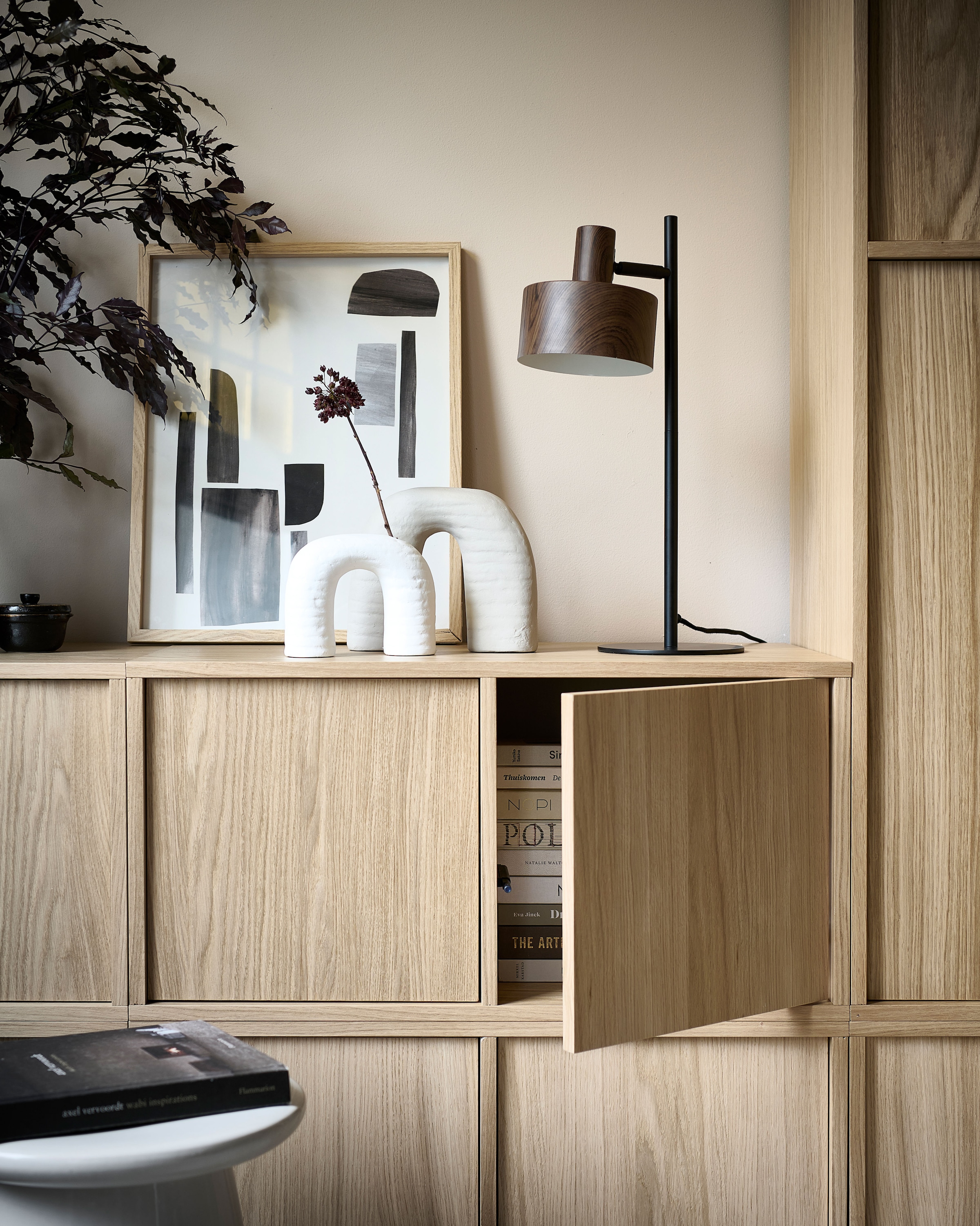WOOOD Sideboard »Modulair mit Druckmechanismus und Eichenfurnier B 77 x T 40 x H 44 cm« Tragkraft 15 kg pro Einlegeboden, einfach zu montieren