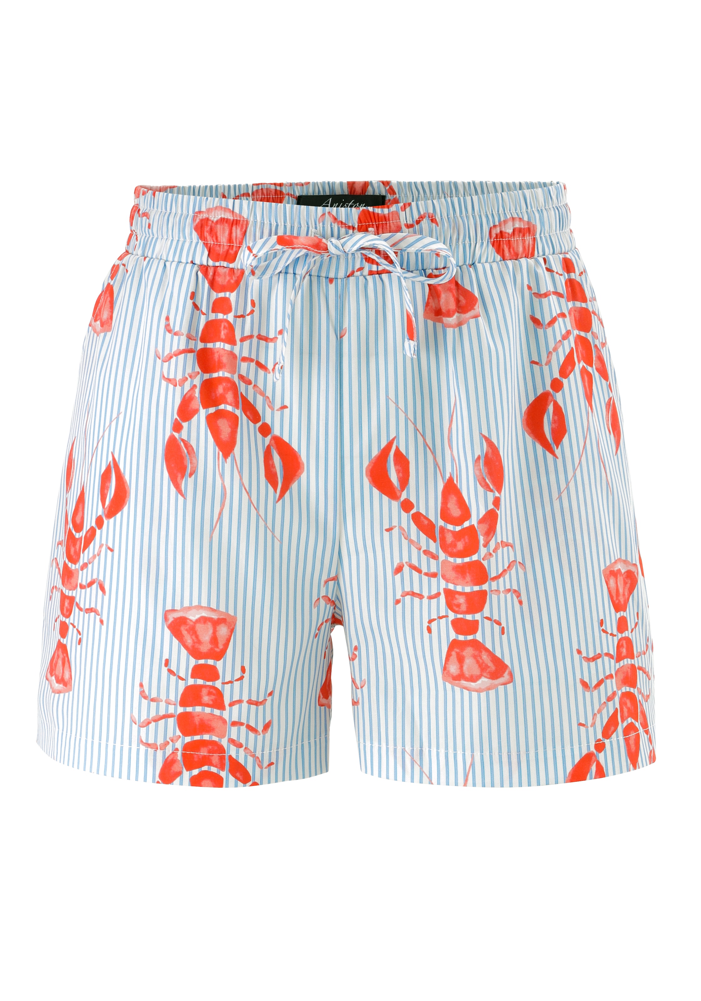 Aniston CASUAL Short  gestreift und mit Krebsen bedruckt - NEUE KOLLEKTION