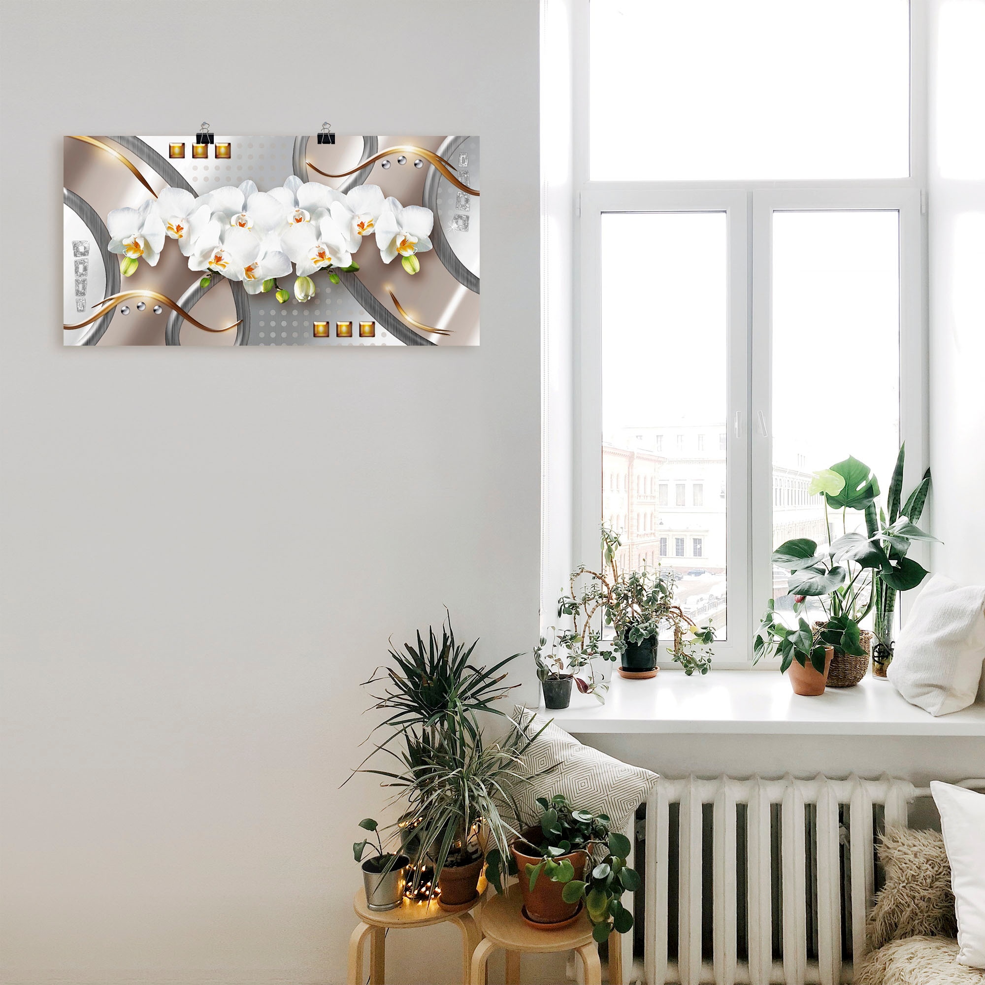 Artland Wandbild »Orchideen mit Elementen«, Blumen, (1 St.), als Leinwandbild, Poster in verschied. Grössen