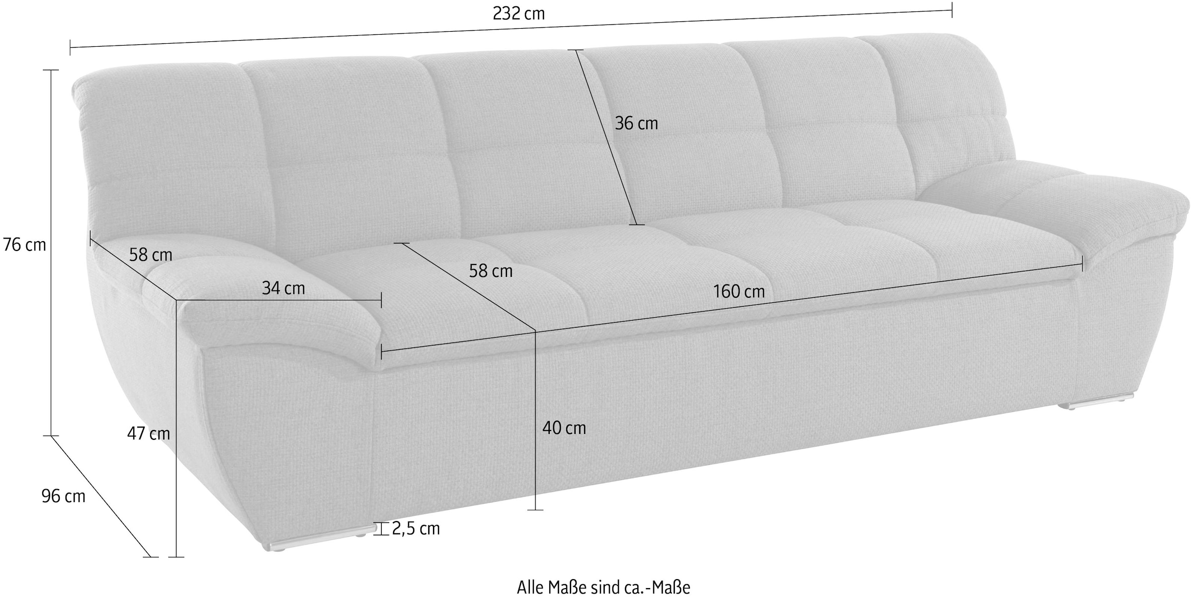 DOMO collection 3-places »Lagoa, moderne Sitzheftung, bequem und komfortabel« frei im Raum stellbar, in grosser Farbauswahl