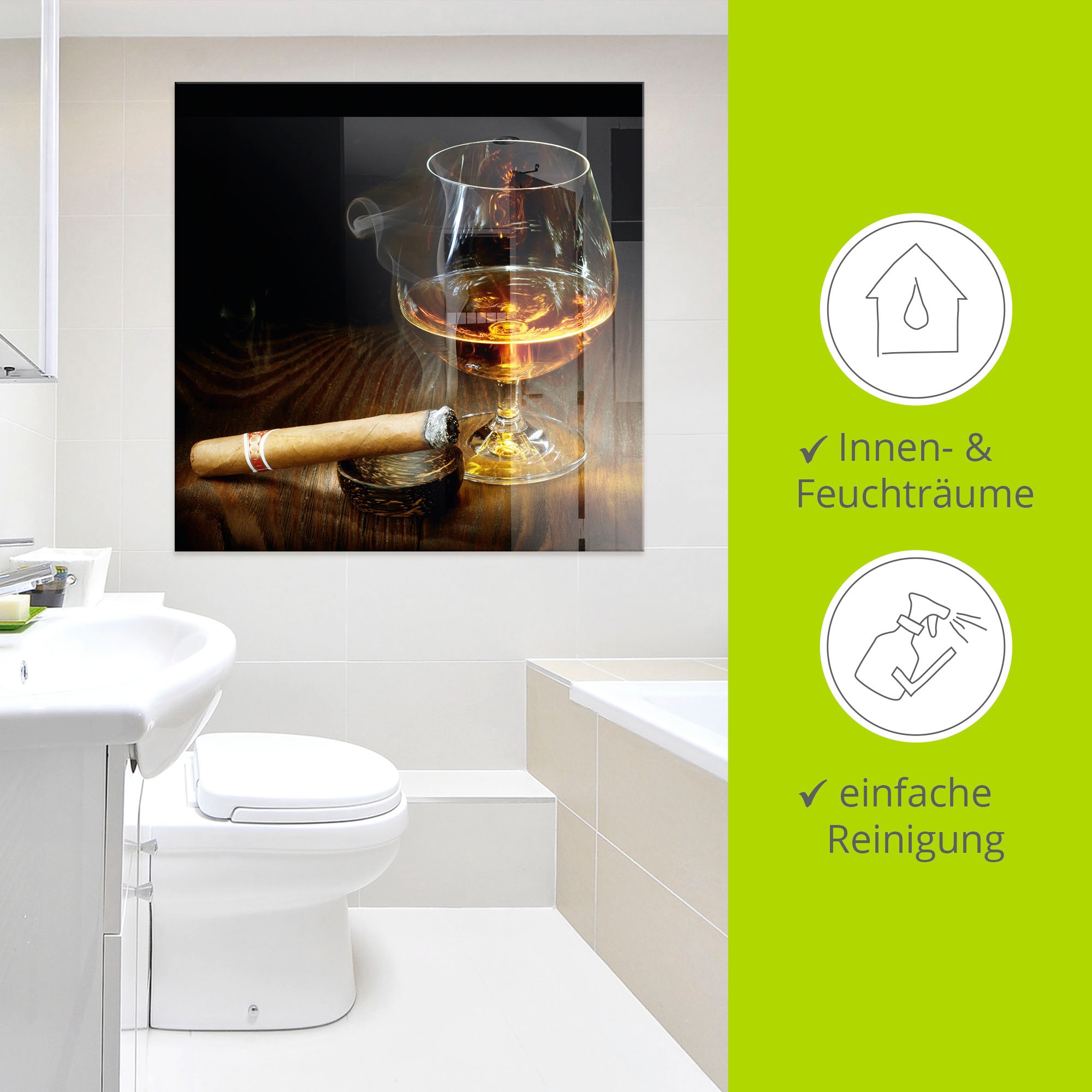 Artland Glasbild »Zigarre und Cognac«, Zigarren, (1 St.), in verschiedenen Grössen