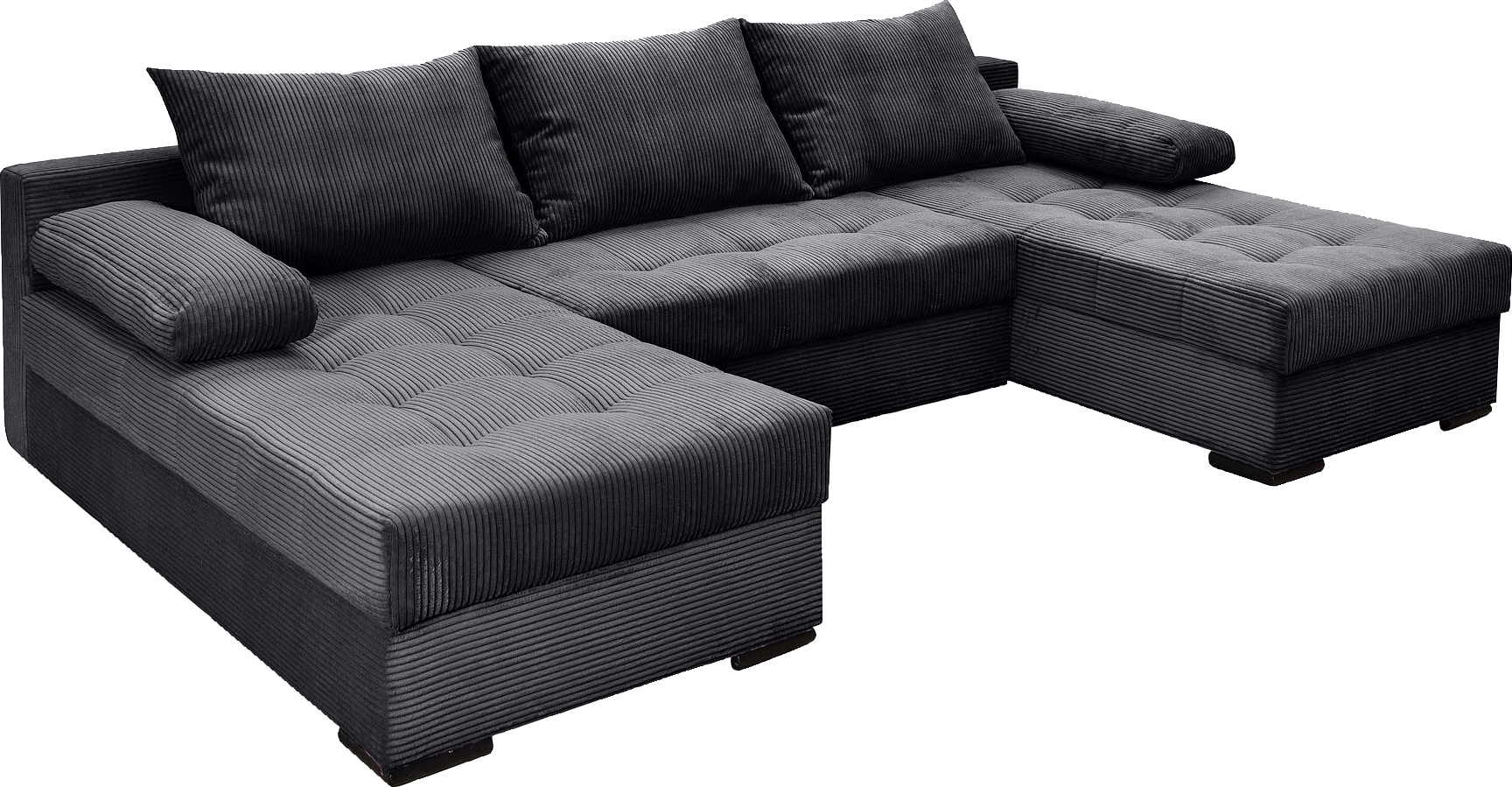 COLLECTION AB Wohnlandschaft »Josy U-Form, Breite 269 cm, Flachgewebe, Struktur, Cord & Cord/Mix«, (Cord-/Mix), inkl. Bettfunktion, Bettkasten, mit 3 gleich grossen Rückenkissen