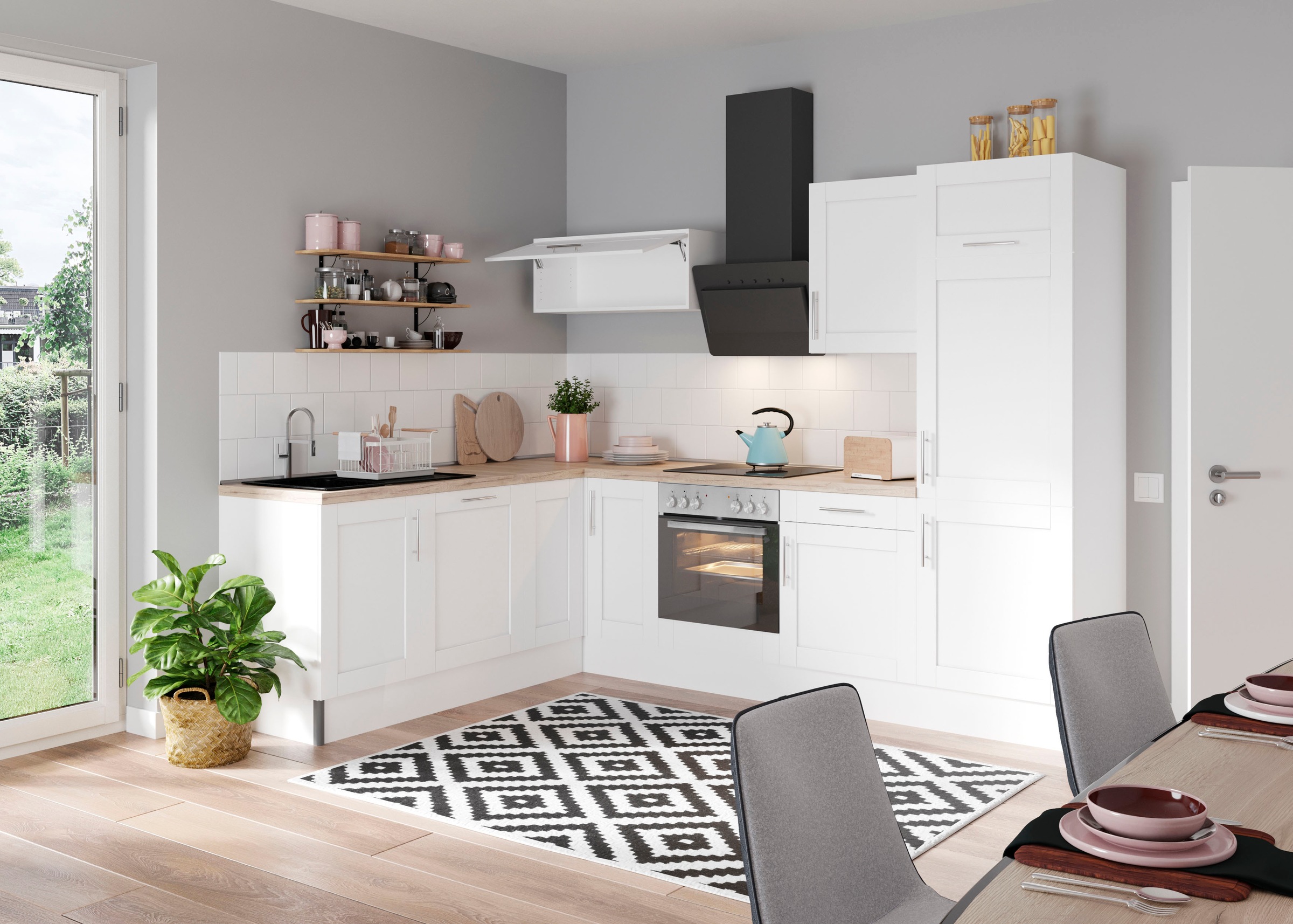 OPTIFIT Küche "Ahus" 200 x 270 cm breit, wahlweise mit E-Geräten, Soft Close Funktion