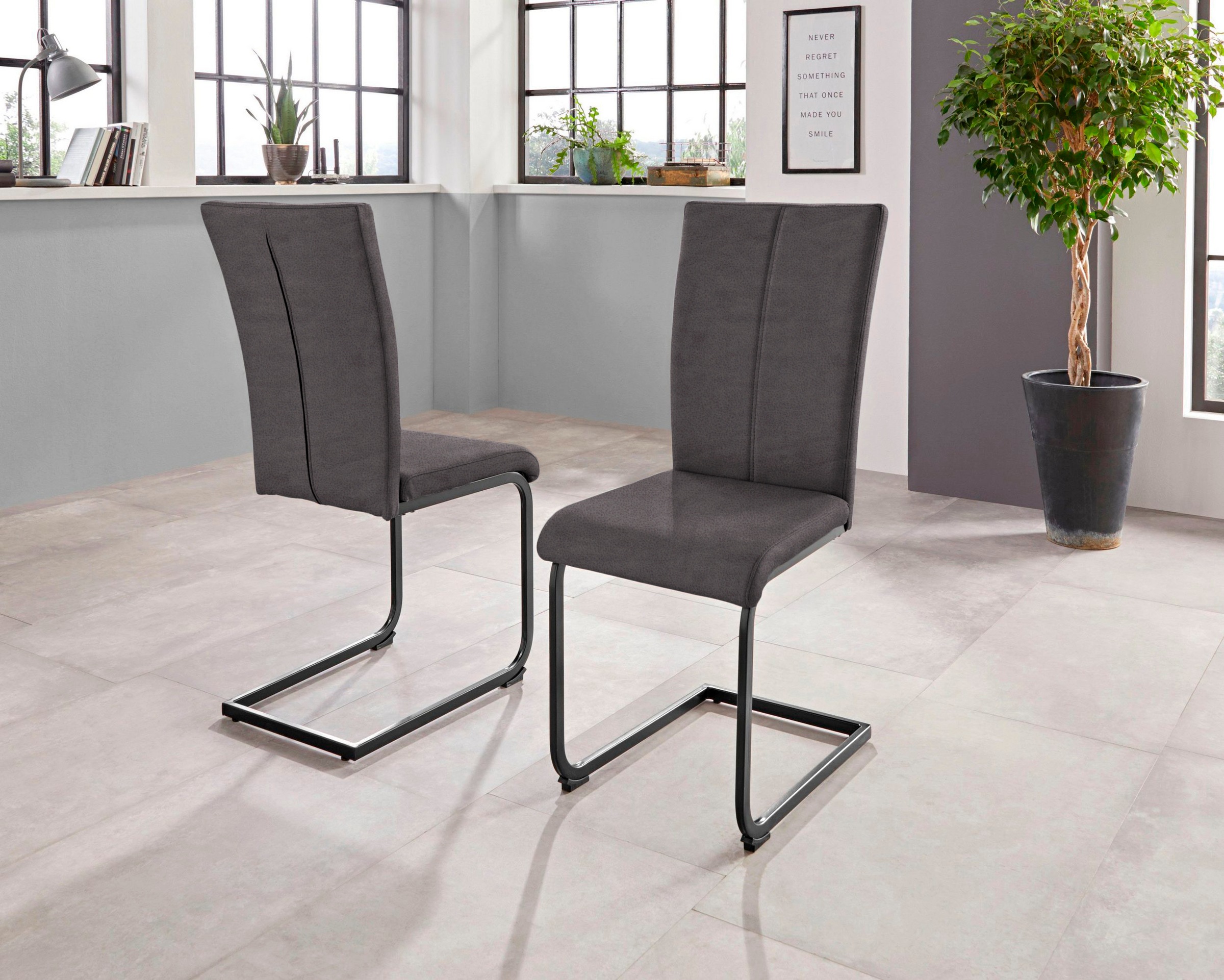 Home affaire Freischwinger »Oliver«, (Set), 2 St., Microfaser, Stuhl belastbar bis 120 Kg