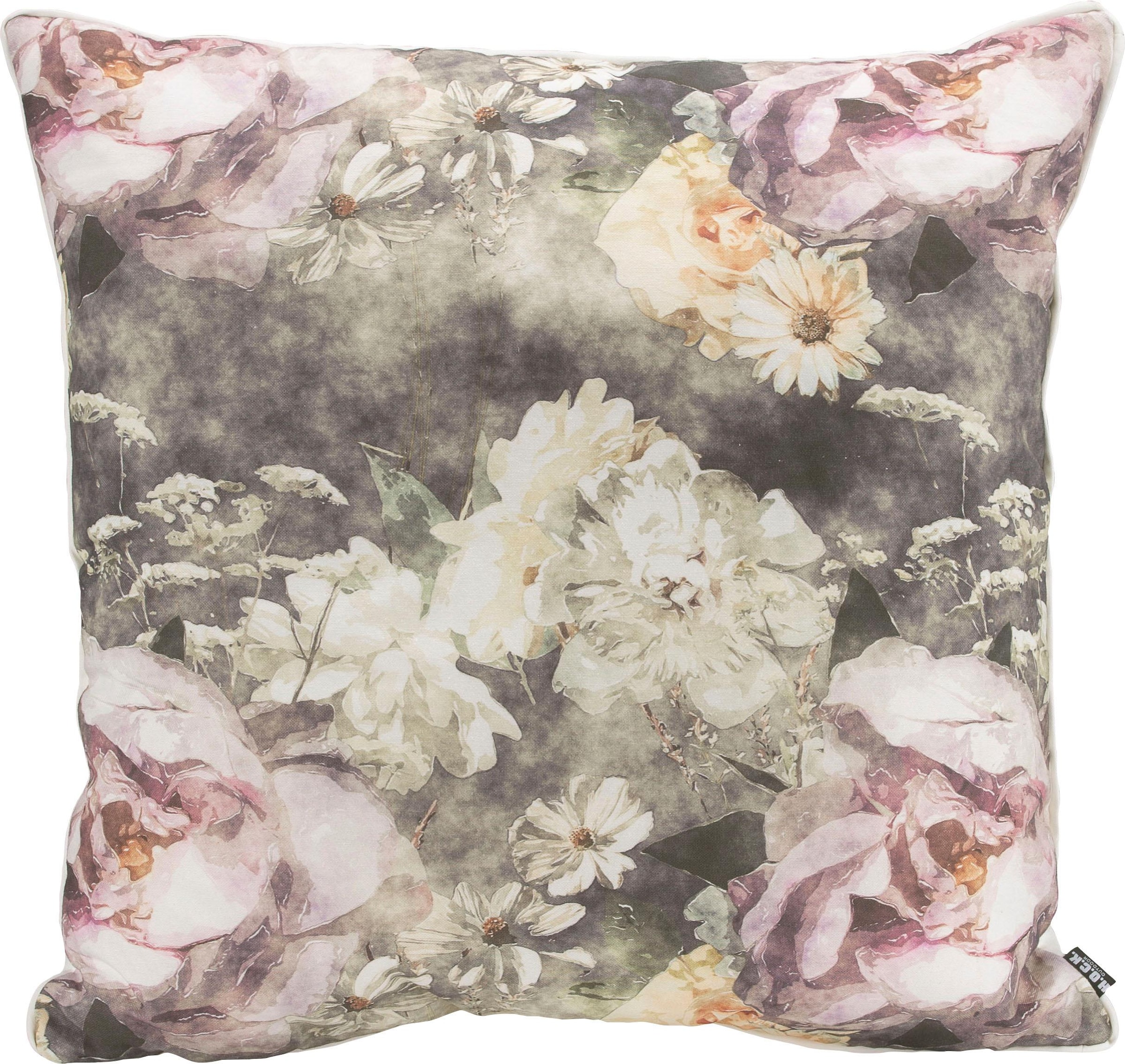 Image of H.O.C.K. Dekokissen "Floral Passio" mit schönen Blumenmotiven, Kissenhülle mit Füllung, 1 Stück