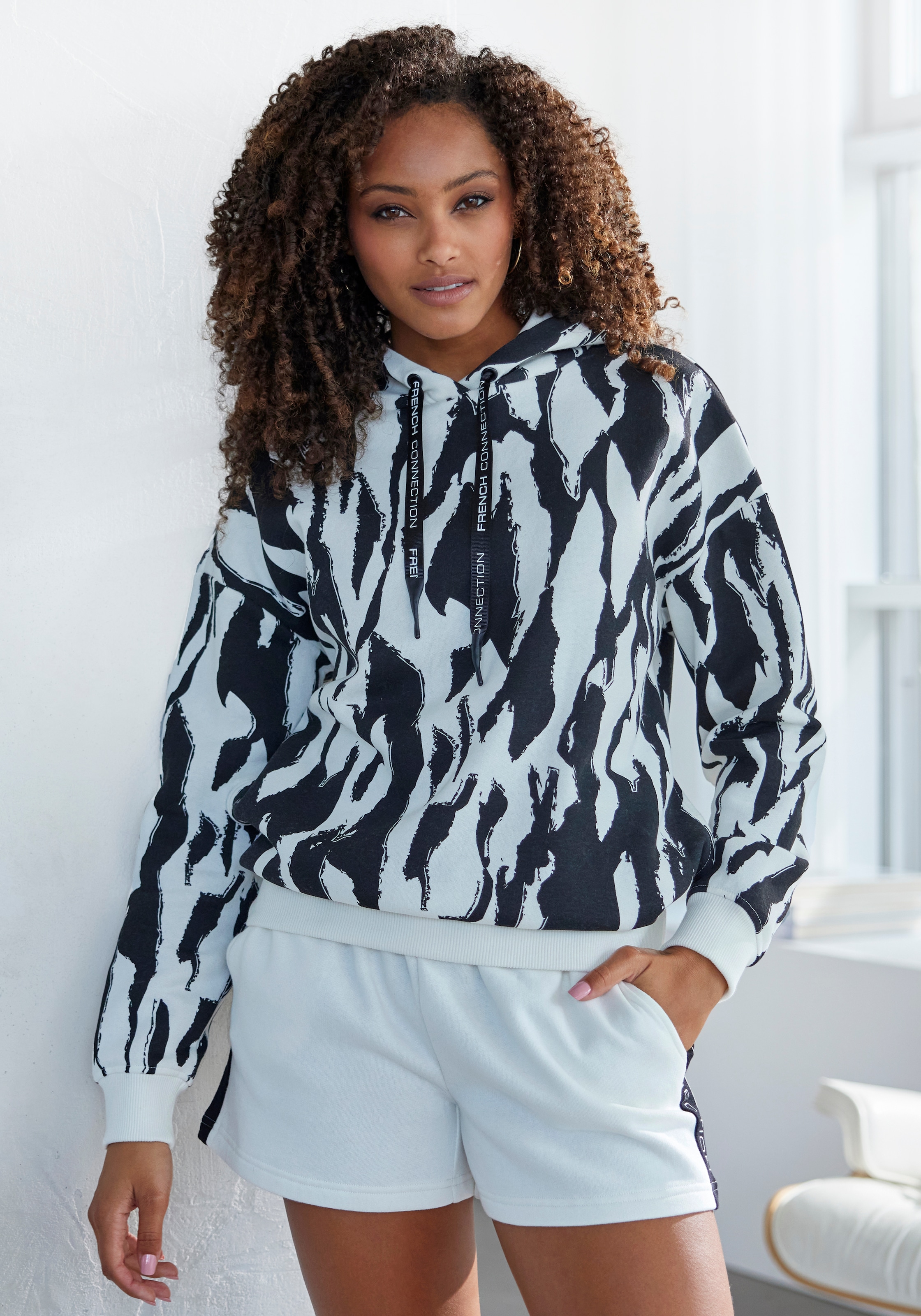 Image of French Connection Hoodie, im Allover Print, Loungewear